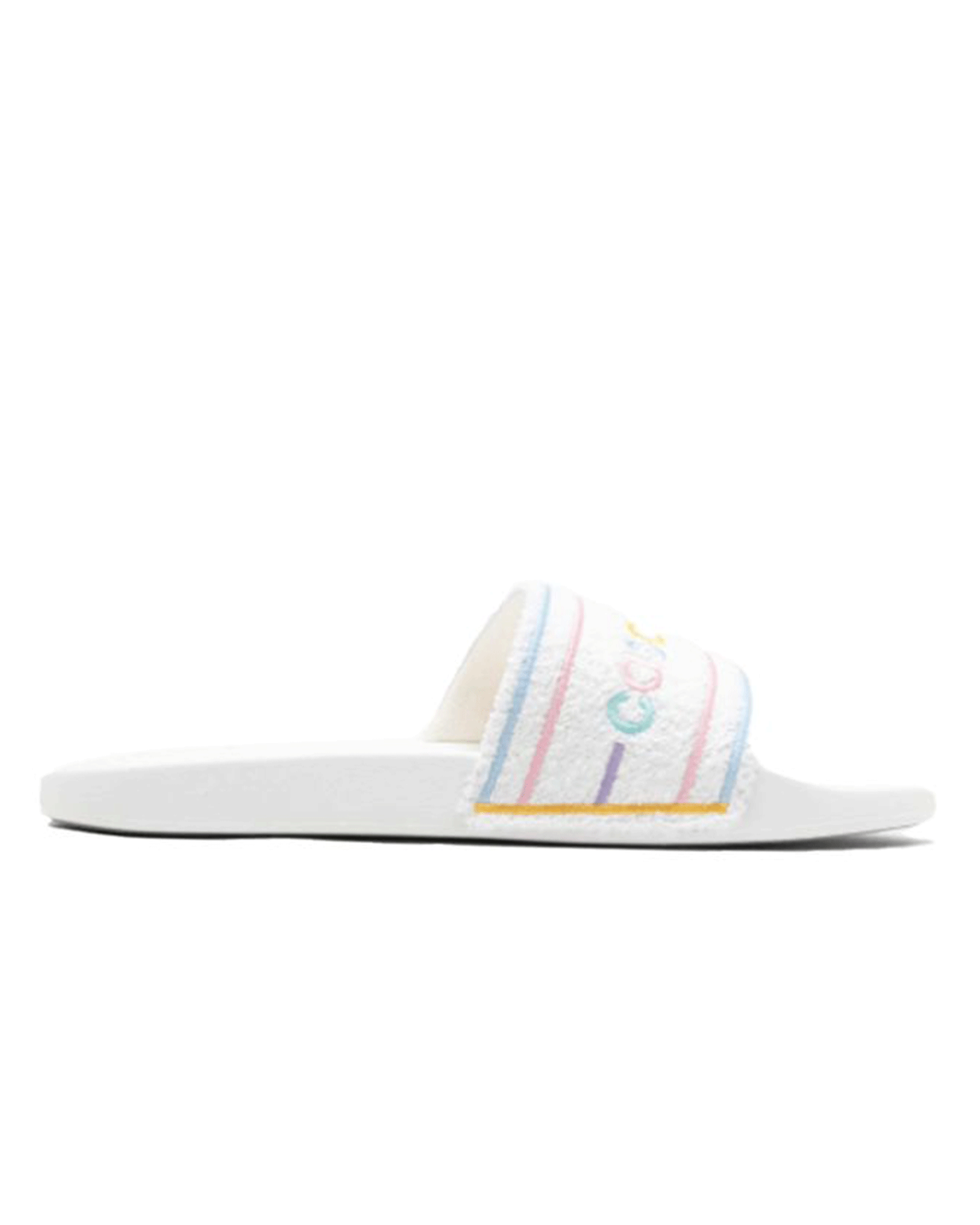 PASTEL COURT EMBROIDERED SLIDER / WHITE