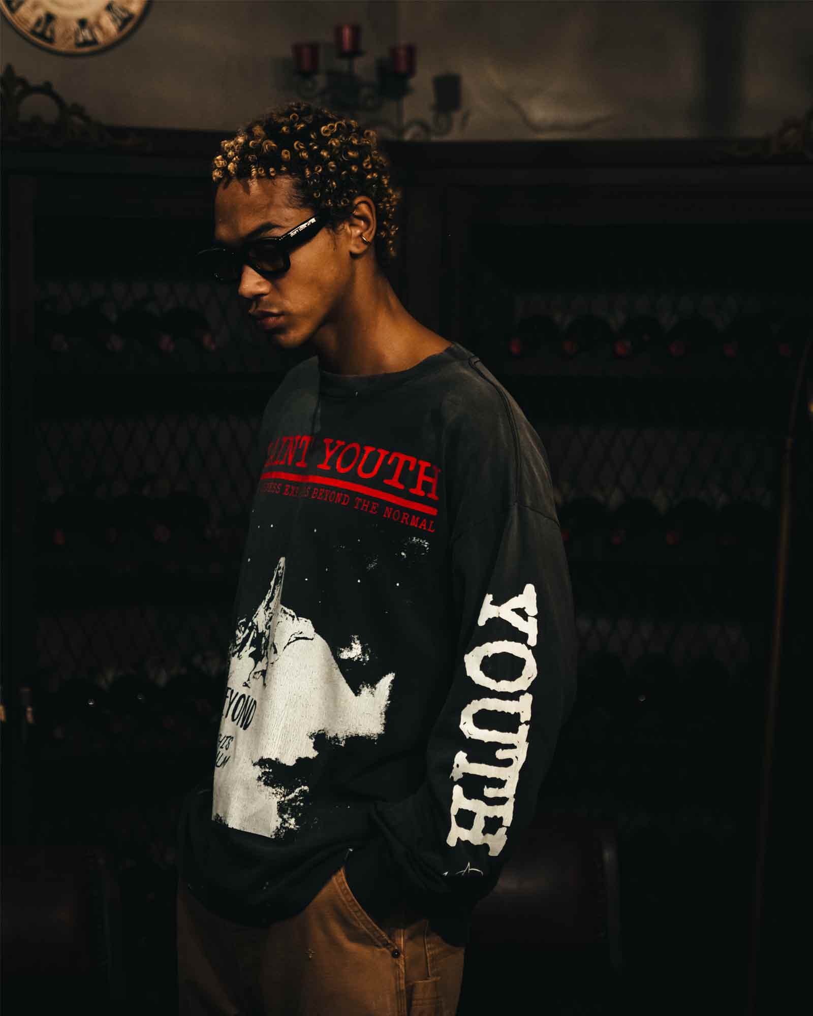 ©SAINT M××××××・セントマイケル - L/S Tシャツ LS TEE/SAINT YOUTH / BLACK