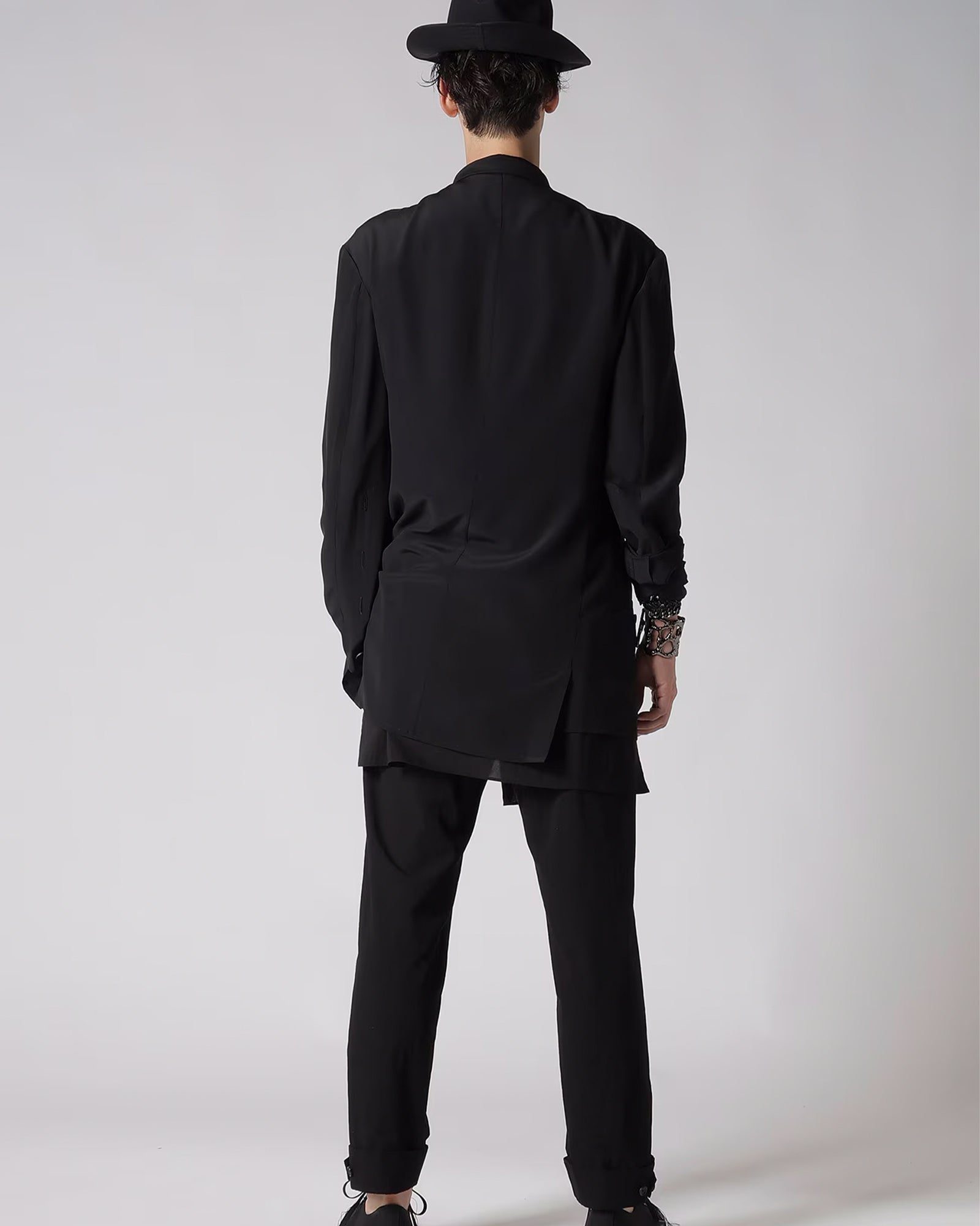 Yohji Yamamoto・Youji Yamamoto -  16M CREPE DE CHINE ASYMMETRY JACKET / BLACK