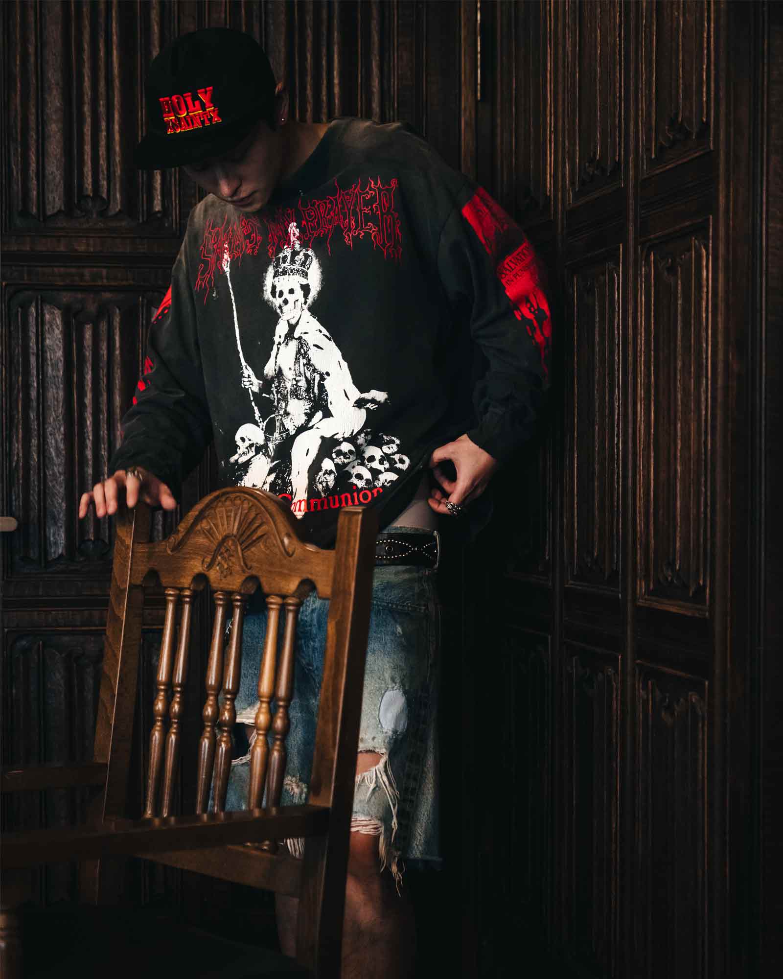 ©SAINT M××××××・セントマイケル - L/S Tシャツ LS TEE/SAINT IS A KISS / BLACK