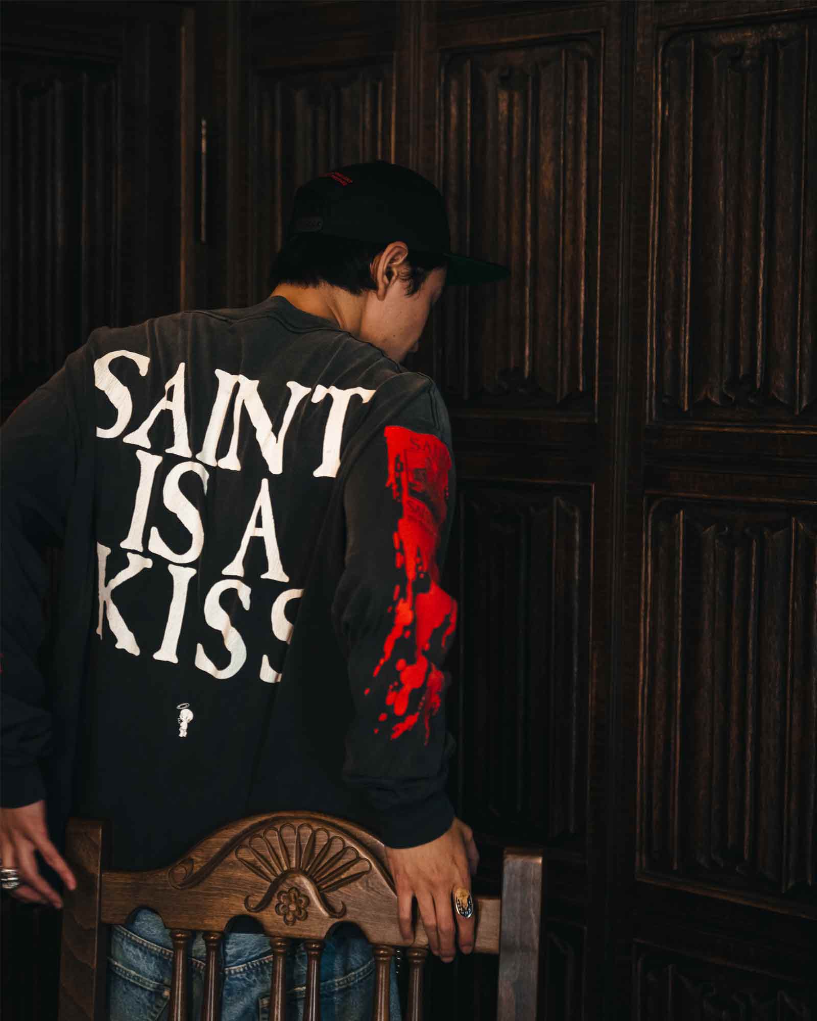 ©SAINT M××××××・セントマイケル - L/S Tシャツ LS TEE/SAINT IS A KISS / BLACK