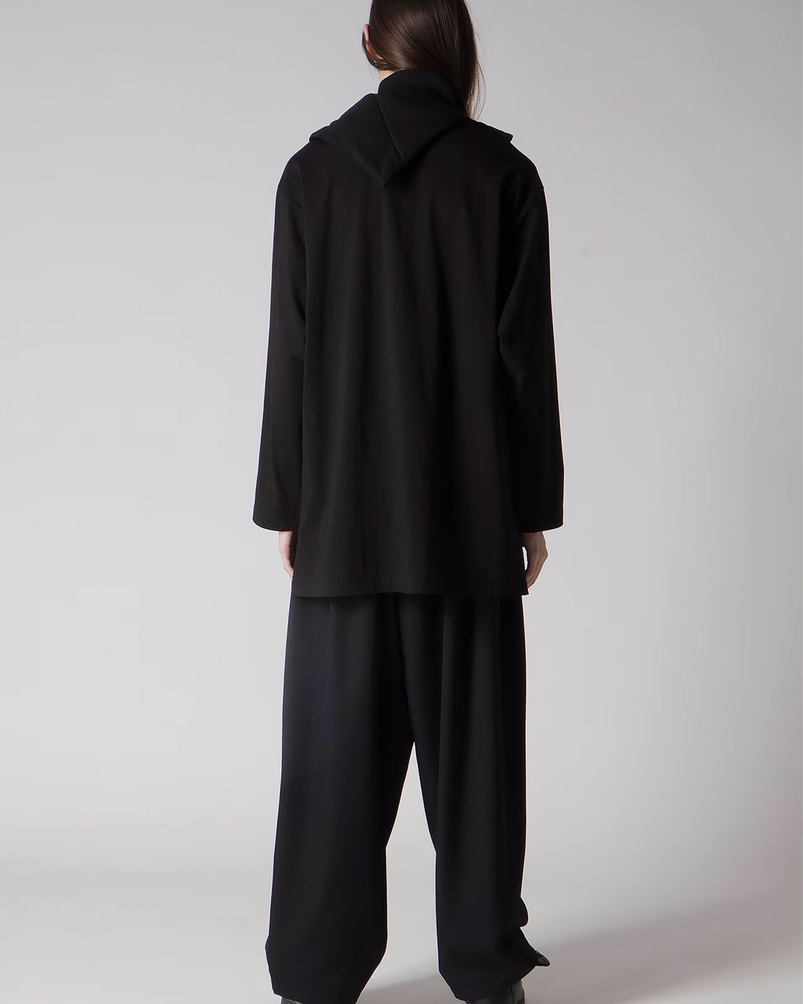 Yohji Yamamoto・ヨウジ ヤマモト - コート 30/-HIGH D COTTON JERSEY DESIGNED COLLAR PADDED COAT / BLACK
