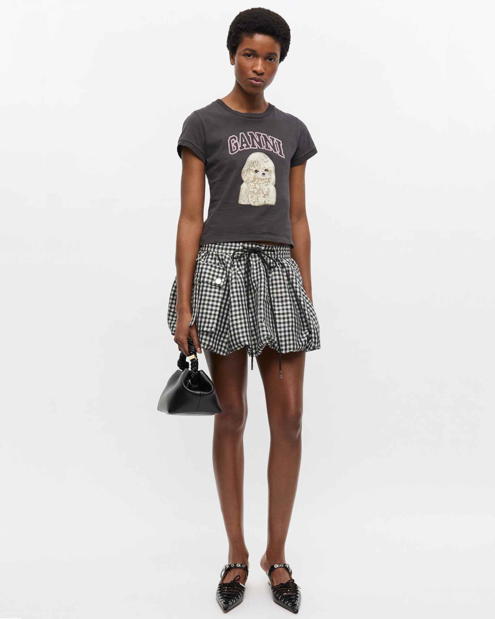 GANNI・ガニー - Tシャツ・カットソー BASIC COTTON JERSEY POODLE BABY FIT T-SHIRT / PHANTOM