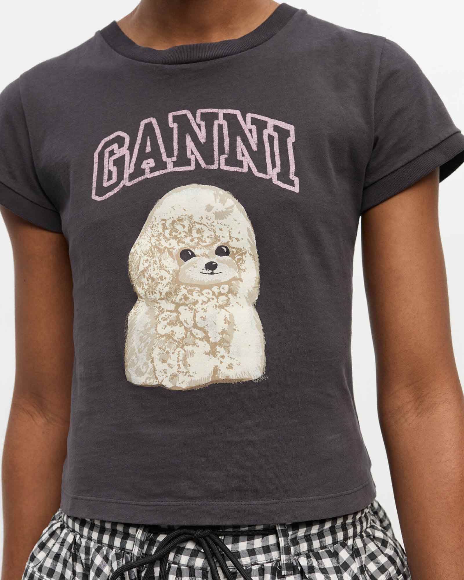 GANNI・ガニー - Tシャツ・カットソー BASIC COTTON JERSEY POODLE BABY FIT T-SHIRT / PHANTOM