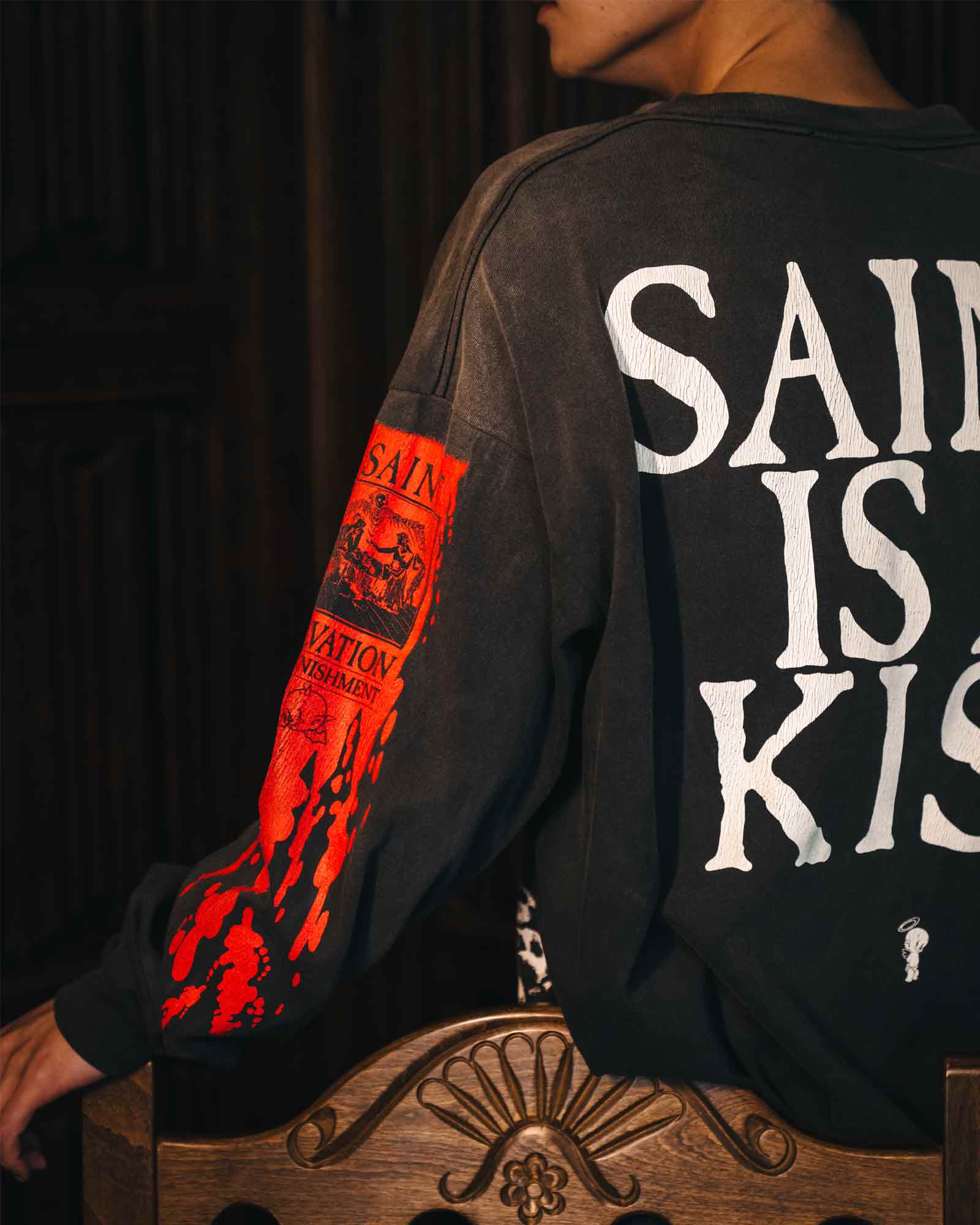 ©SAINT M××××××・セントマイケル - L/S Tシャツ LS TEE/SAINT IS A KISS / BLACK