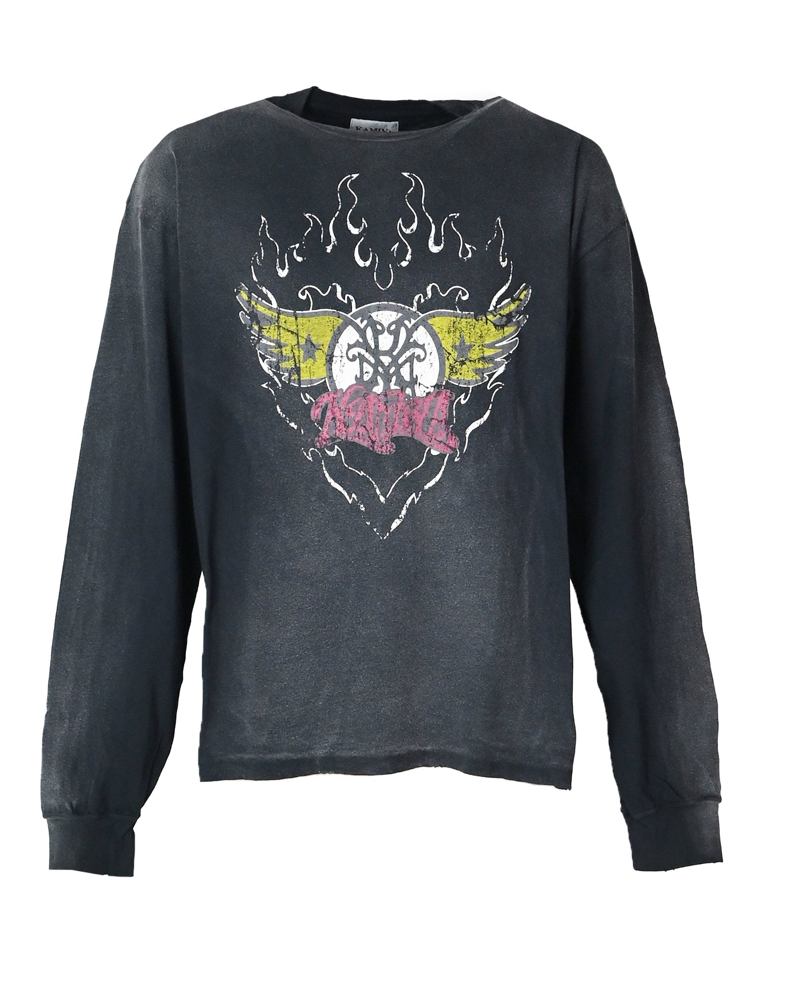 KAMIYA (カミヤ) SS26 “FLAME AERO-KMY” L/S TEE / BLACK | Detail