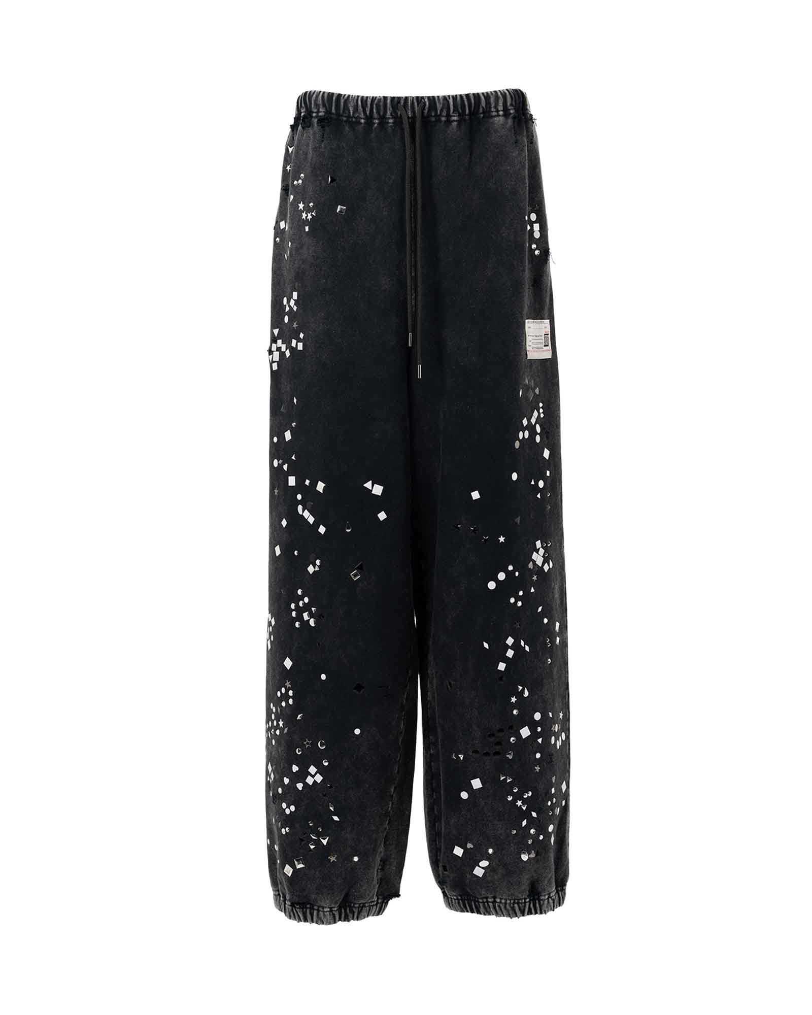 EMBELLISHED BLEACHED PANTS / BLACK