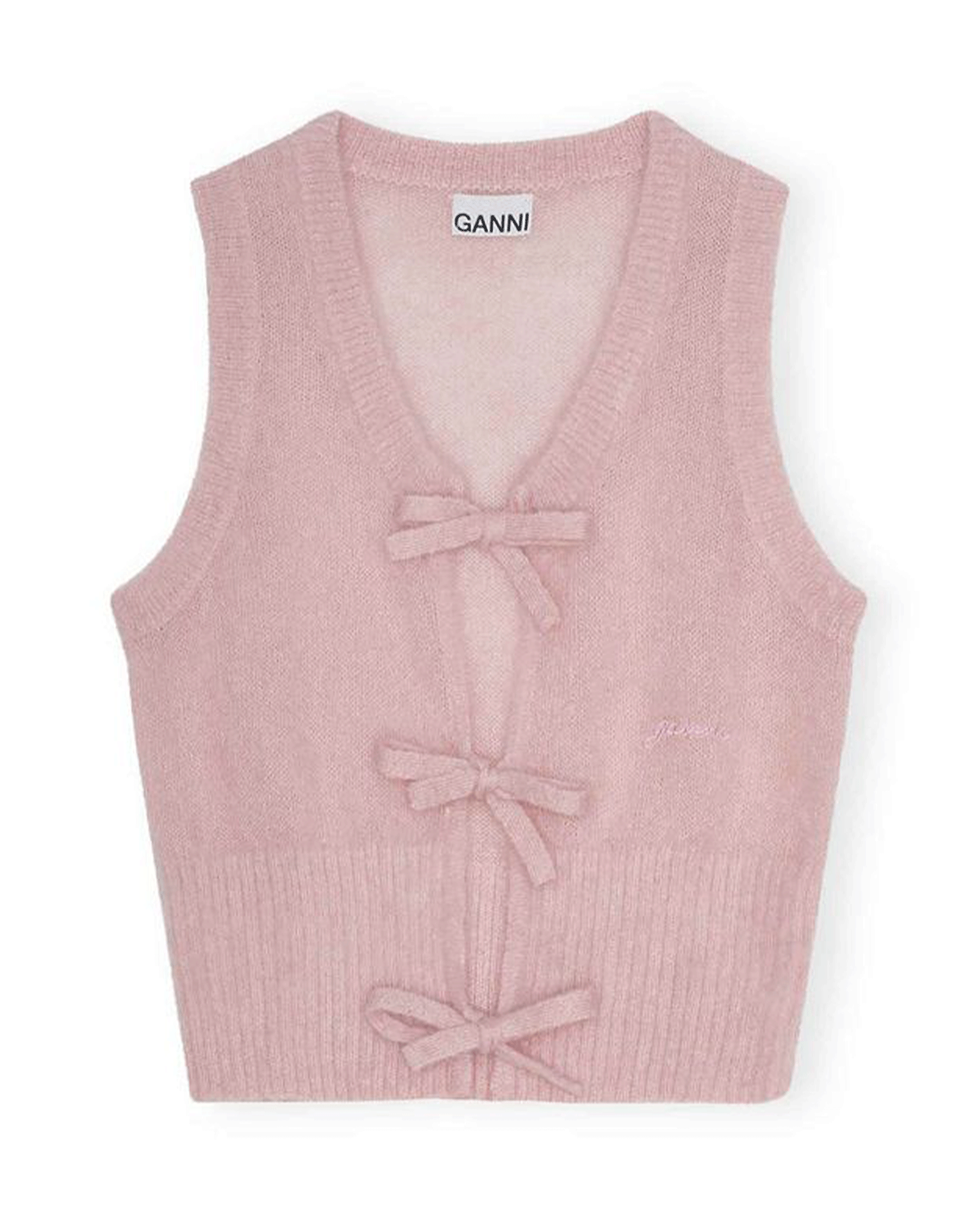 GANNI (ガニー ) LIGHT MOHAIR TIE STRING VEST / PINK | Detail GANNI (ガニー ) LIGHT MOHAIR TIE STRING VEST / PINK | Detail