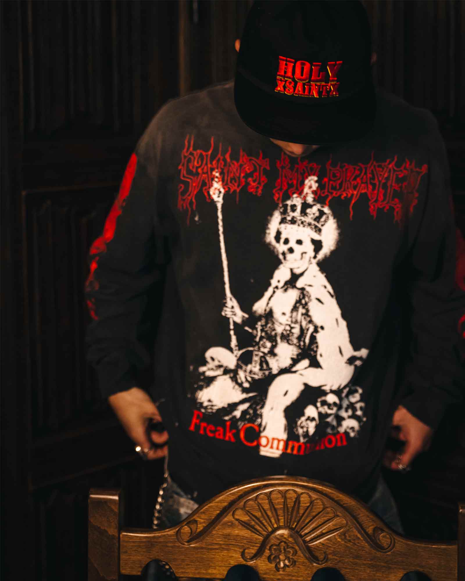 ©SAINT M××××××・セントマイケル - L/S Tシャツ LS TEE/SAINT IS A KISS / BLACK