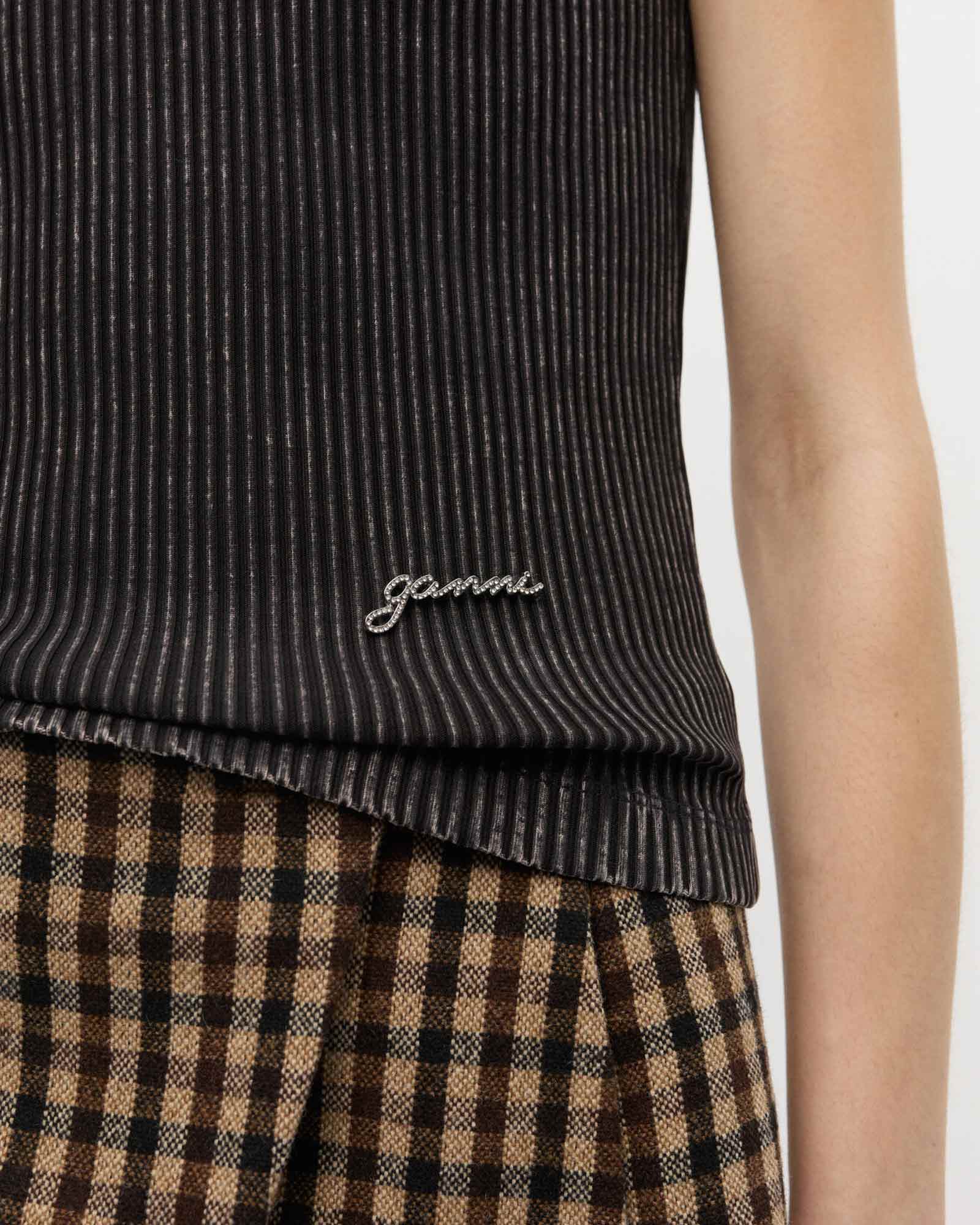 GANNI・ガニー - Tシャツ・カットソー HAVY RIB JERSEY TANK TOP / BLACKWASHE