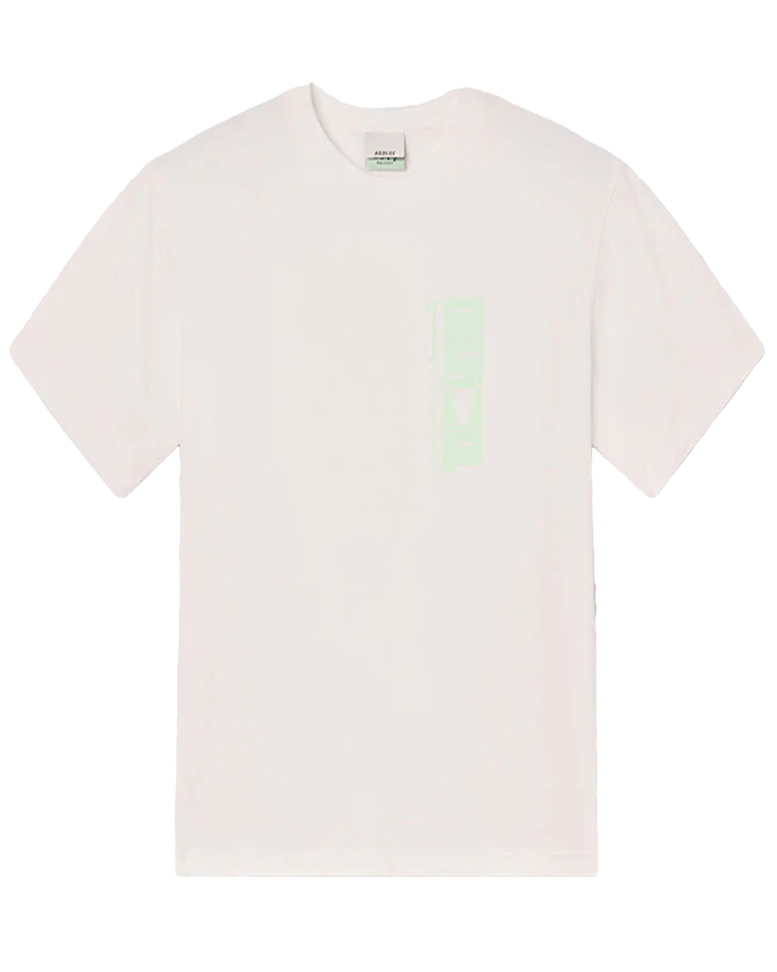 GLO SHORT SLEEVE MOCK NECK STACKED TEXT / WHITE