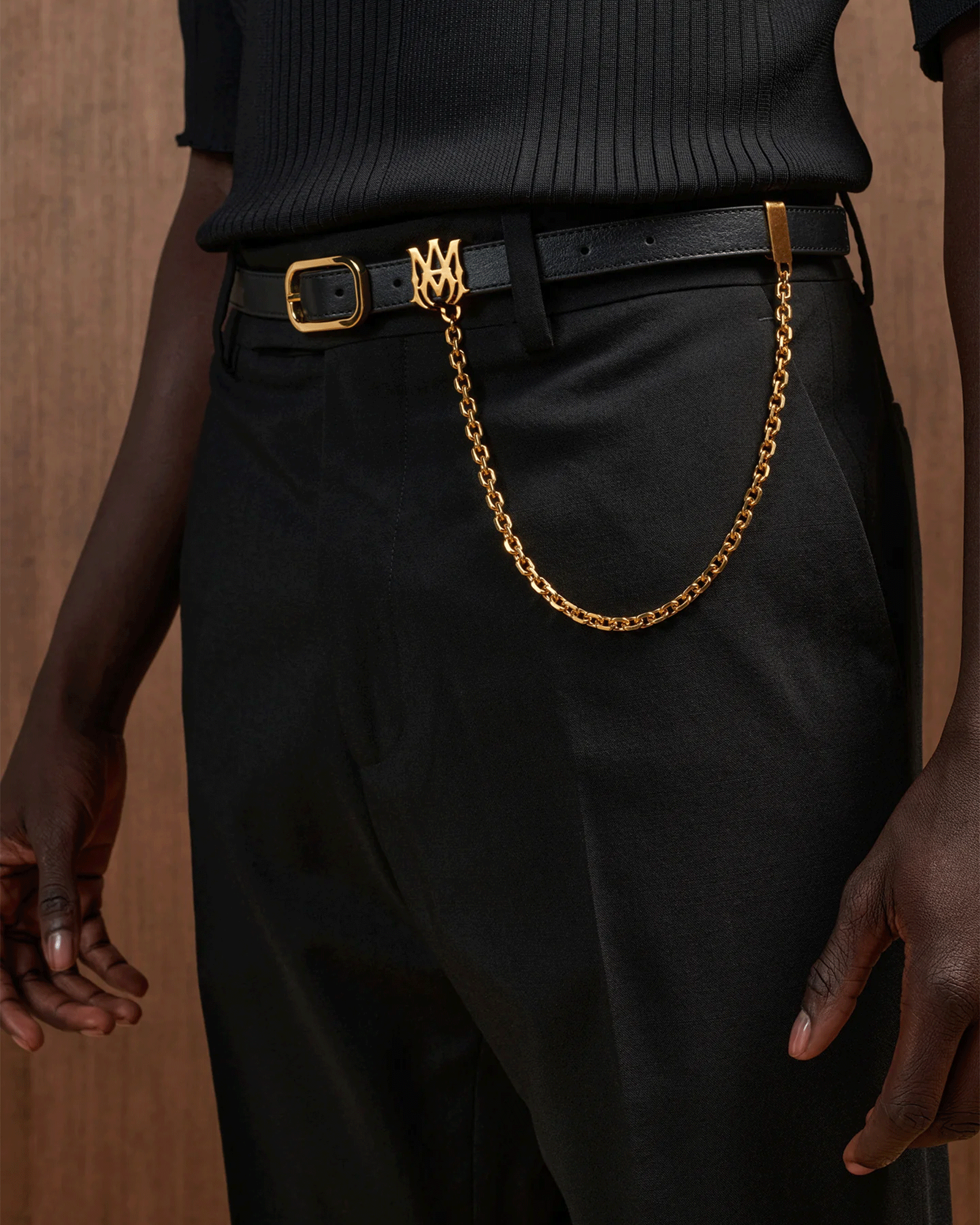 AMIRI・amiri -  MA 2CM CHAIN BELT / BLK&GOLD