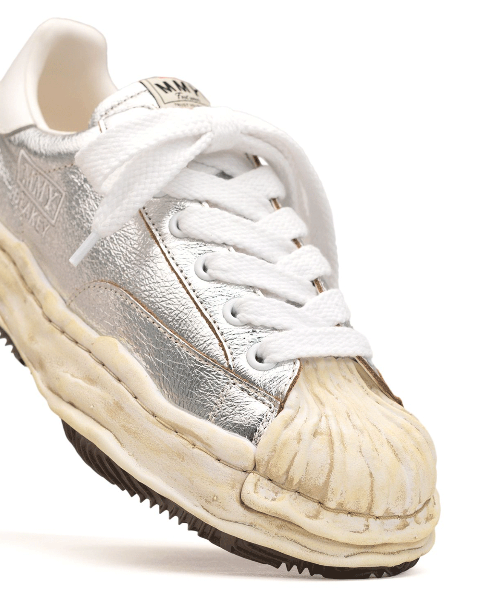 MIHARA YASUHIRO・ミハラヤスヒロ - ローカットスニーカー BLAKEY / ORIGINAL SOLE WRINKLED LEATHER LOW-TOP SNEAKER /  SILVER