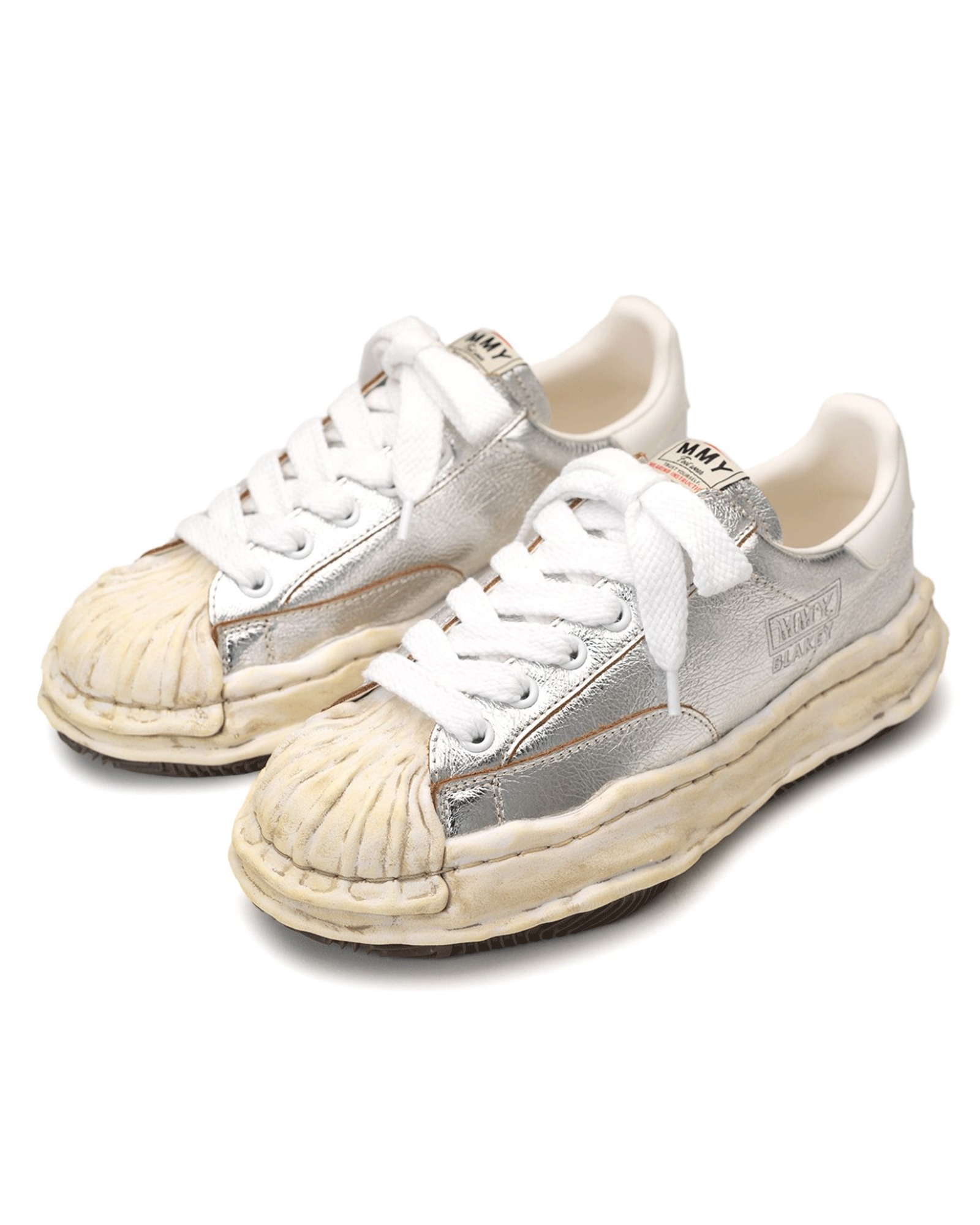 MIHARA YASUHIRO・ミハラヤスヒロ - ローカットスニーカー BLAKEY / ORIGINAL SOLE WRINKLED LEATHER LOW-TOP SNEAKER /  SILVER