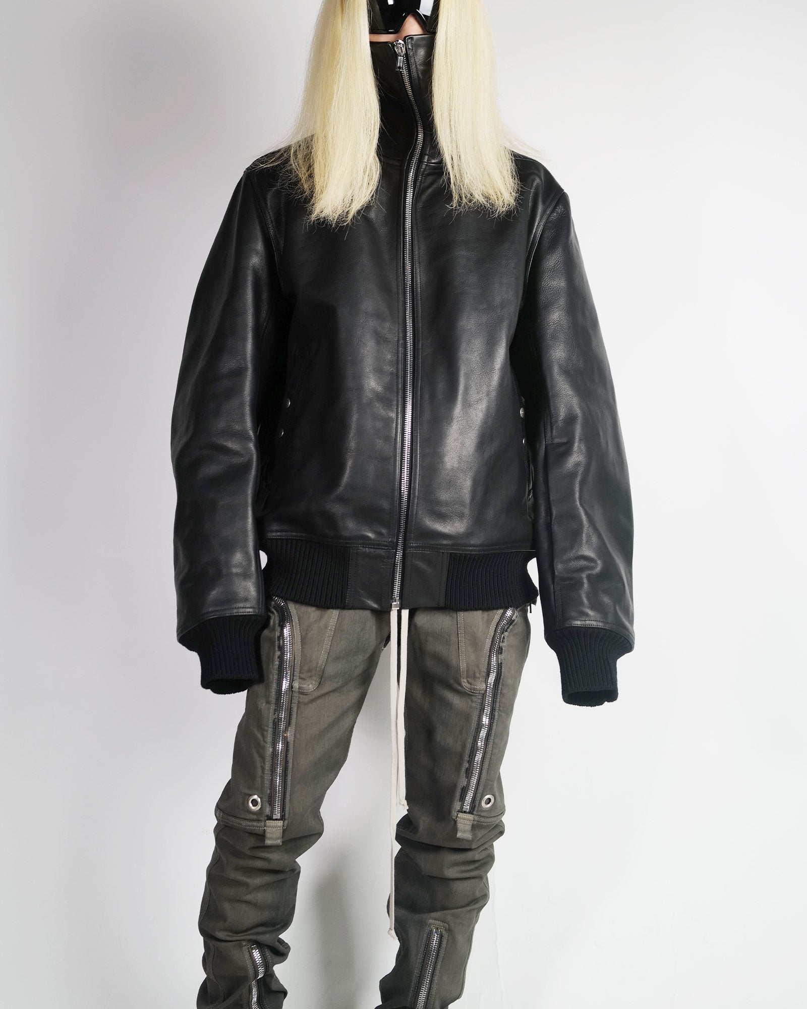 RICK OWENS・リック オウエンス - レザージャケット BLIXA DRACUCOLLAR / BLACK