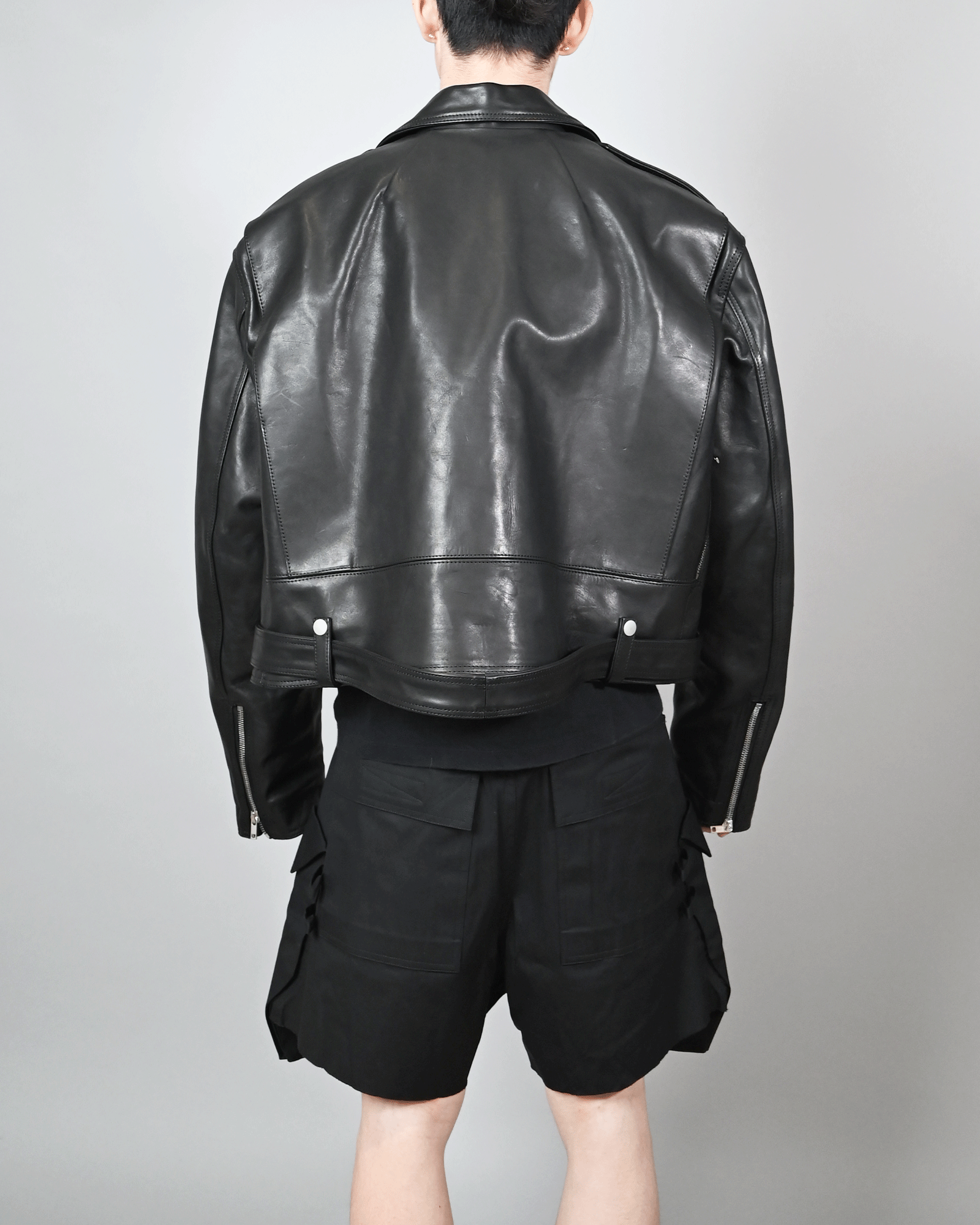 RICK OWENS・リック オウエンス - レザージャケット CROPPED JUMBO BAUHAUS STOOGES / BLACK