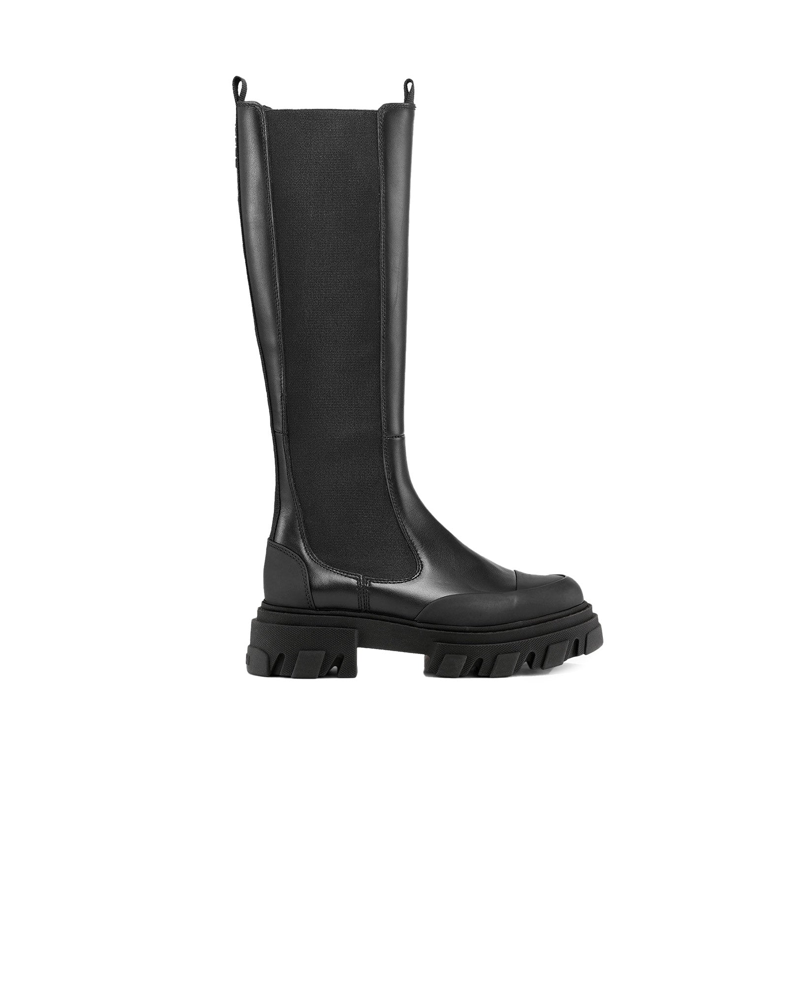 GANNI・Gunny -  CLEATED HIGH CHELSEA BOOT BLACK STITCH / BLACK
