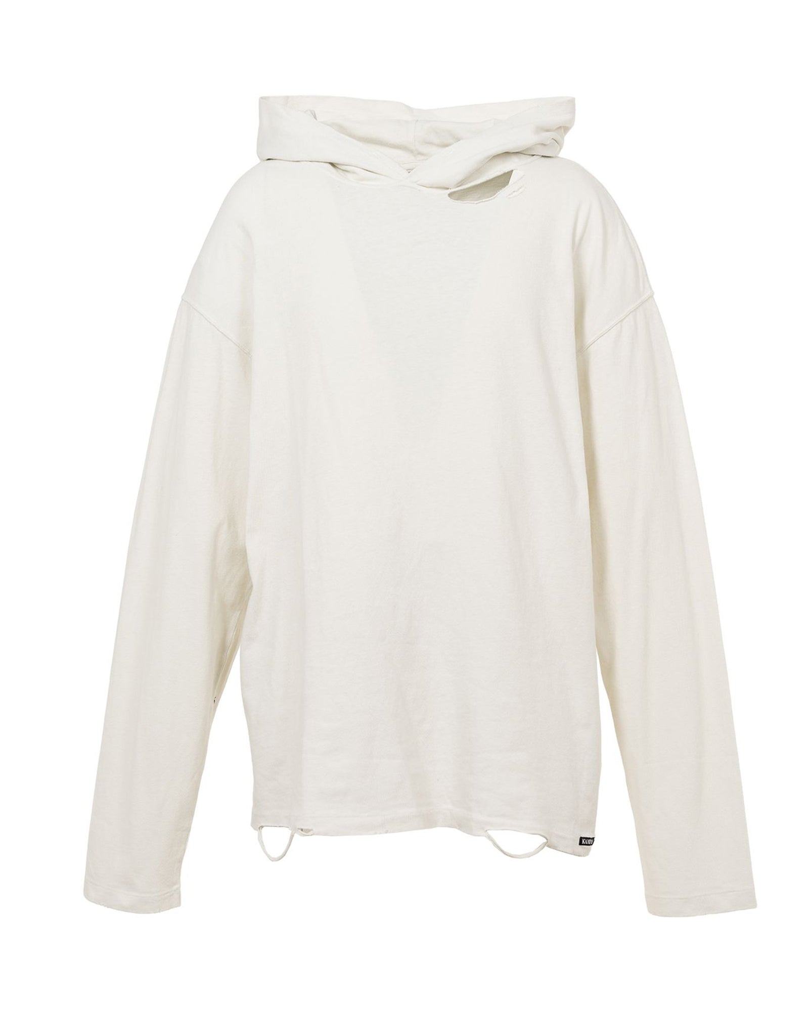 DISTRESSED LIGHTWEIGHT HOODIE / WHITE