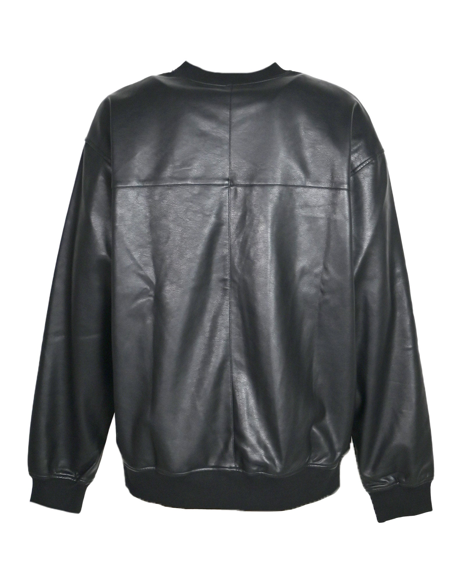 LAST NEST・last nest -  FAUX LEATHER CREWNECK / BLACK