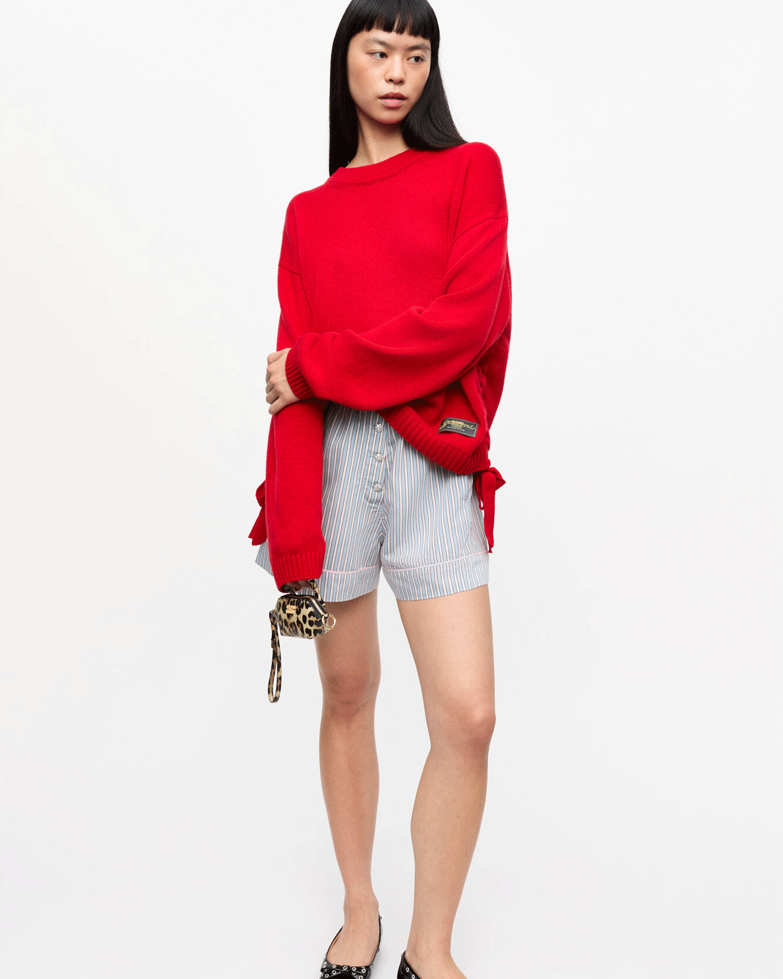 GANNI・Gunny -  FUTURE WOOL MIX OVERSIZED O-NECK / RED