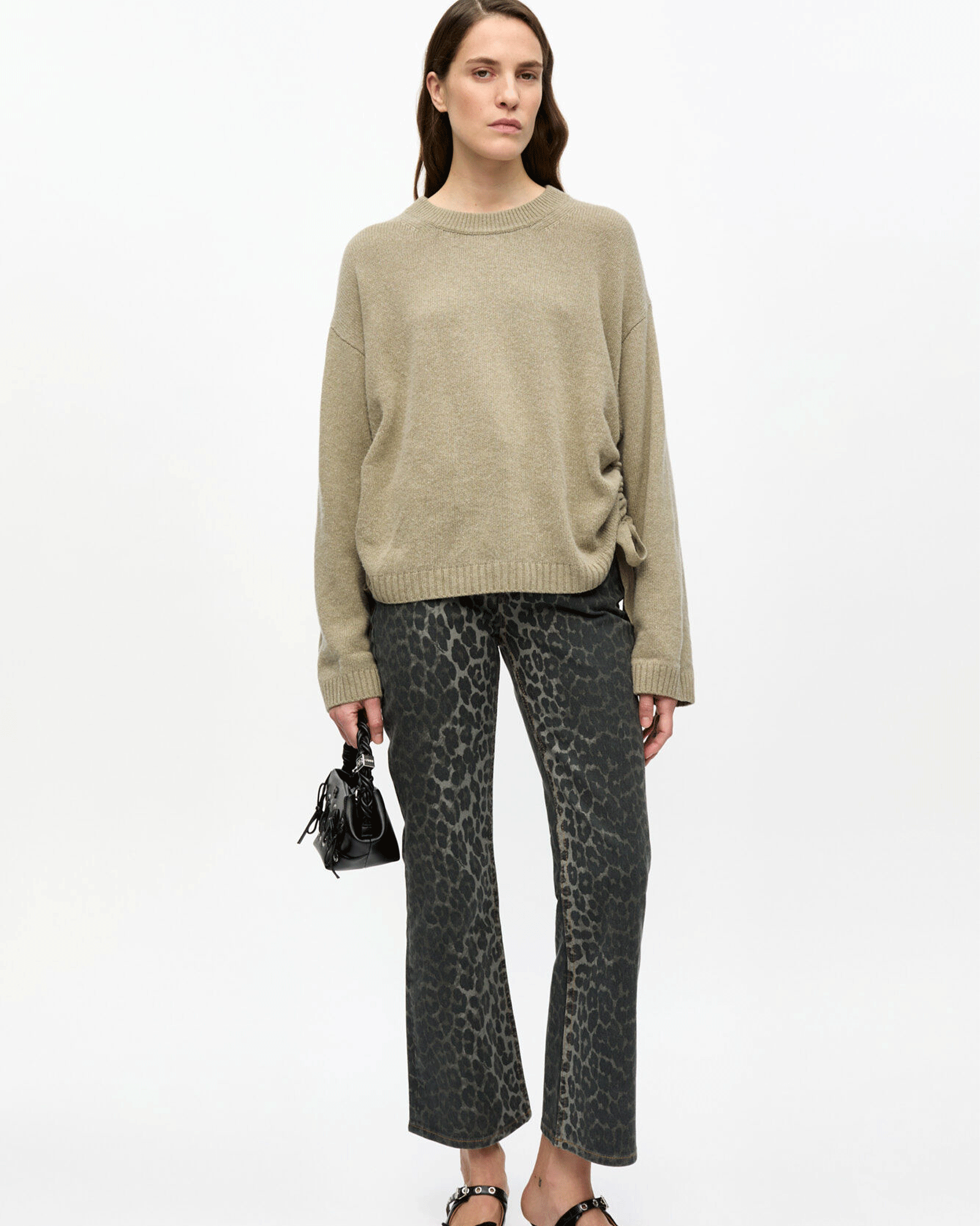 GANNI・Gunny -  FUTURE WOOL MIX OVERSIZED O-NECK / DUSTY OLIVE