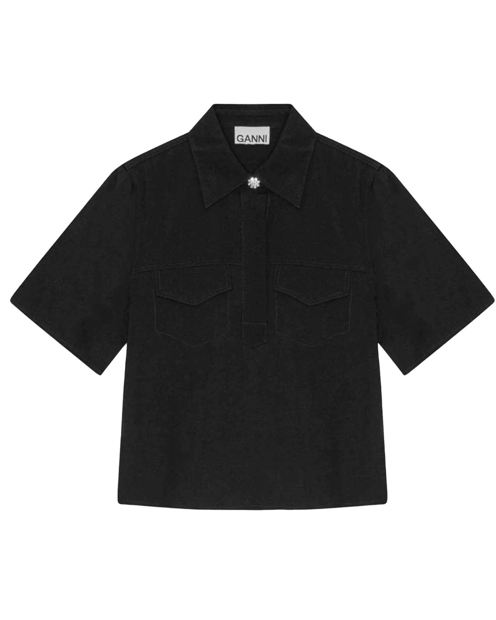 VISCOSE TWILL BLOUSE / BLACK