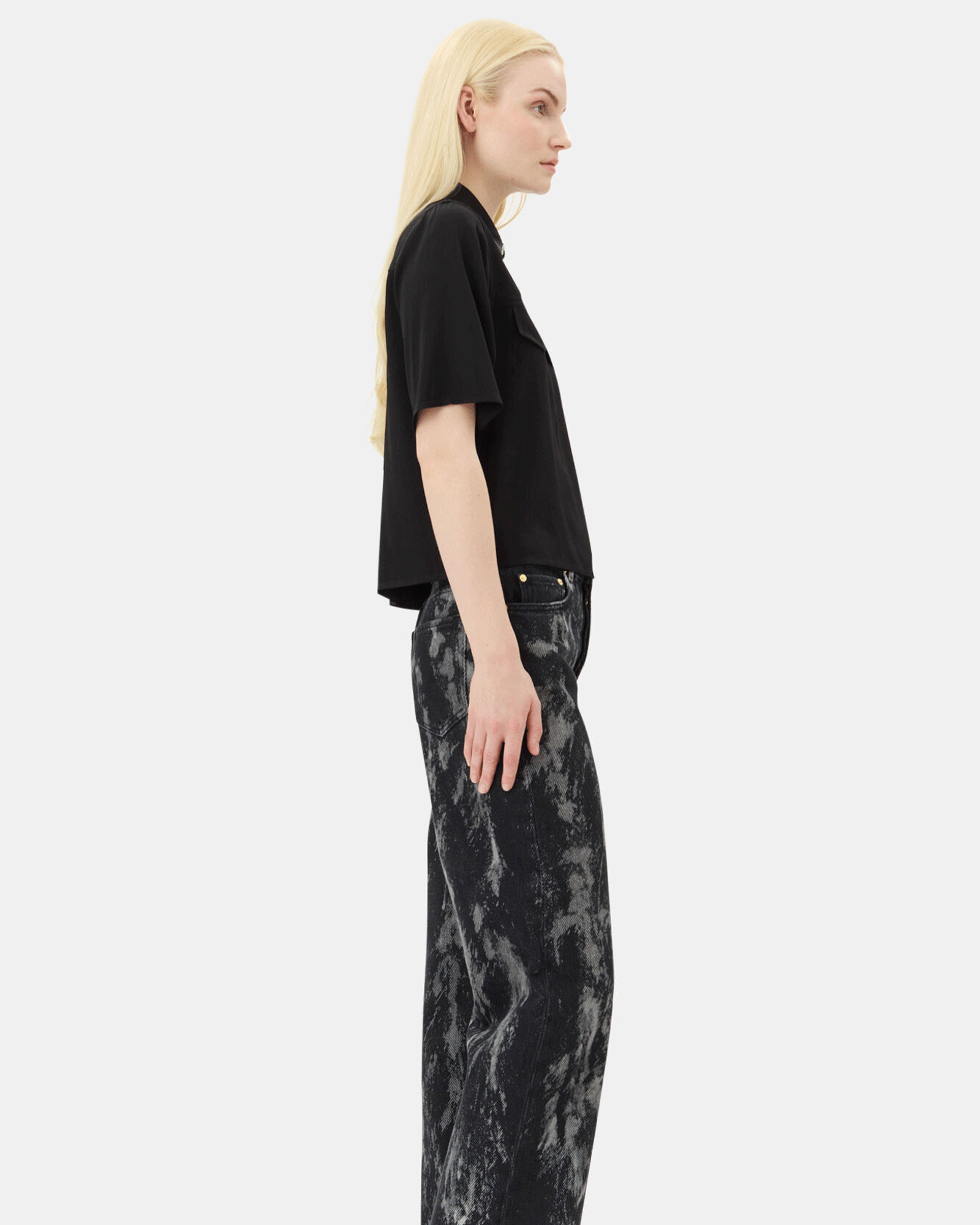 GANNI・Gunny -  VISCOSE TWILL BLOUSE / BLACK