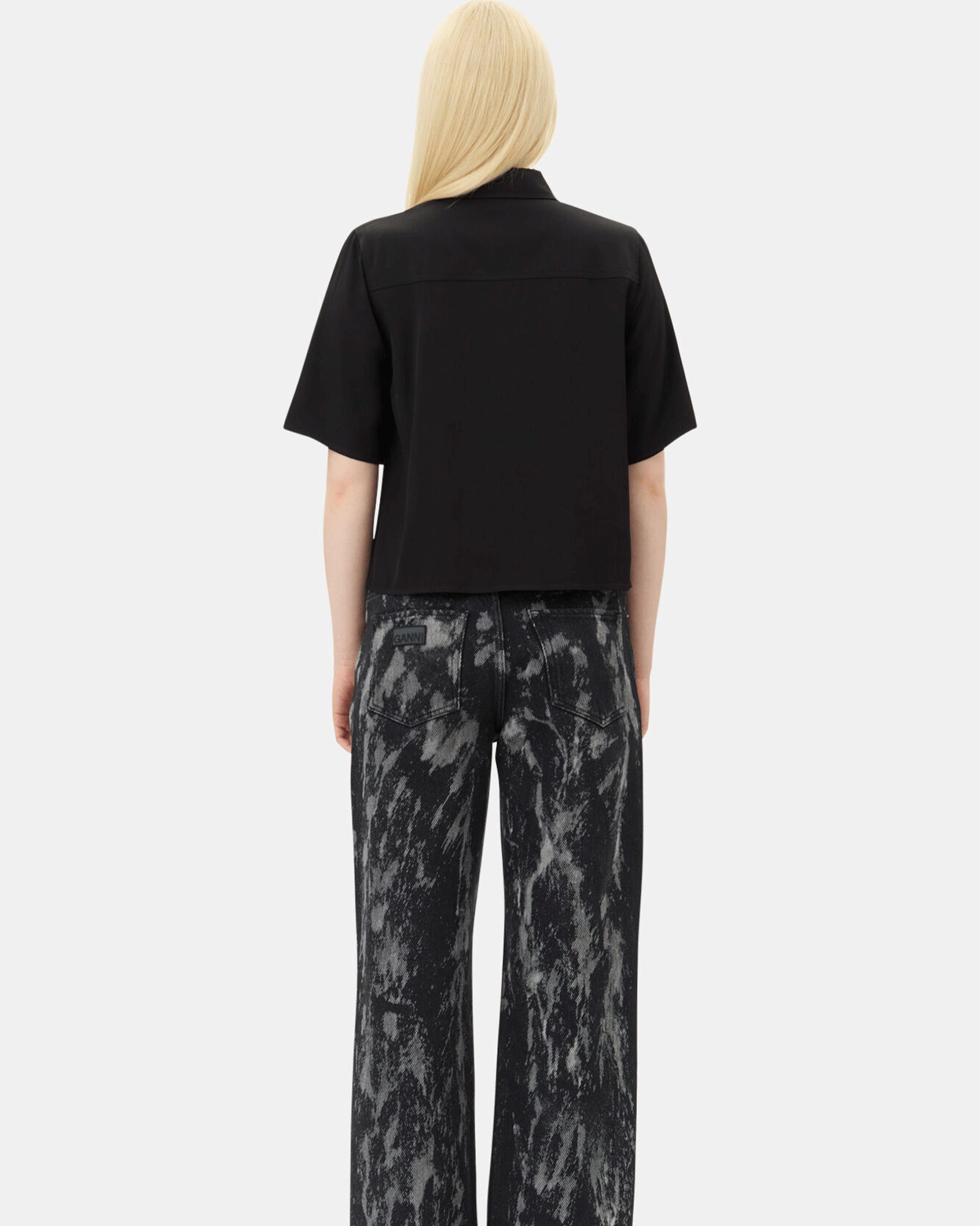 GANNI・Gunny -  VISCOSE TWILL BLOUSE / BLACK