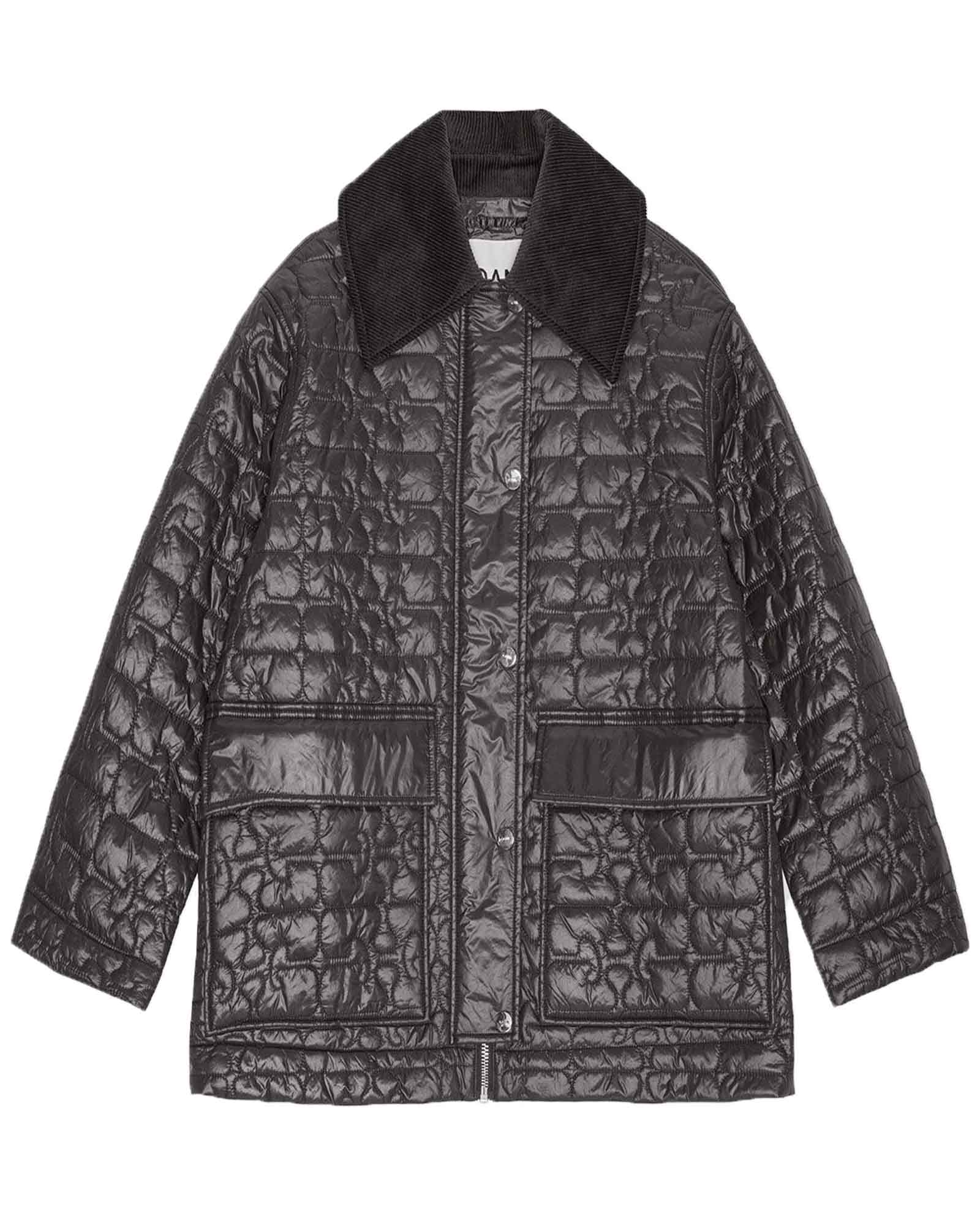 SHINY QUILT MIDI JACKET / PHANTOM