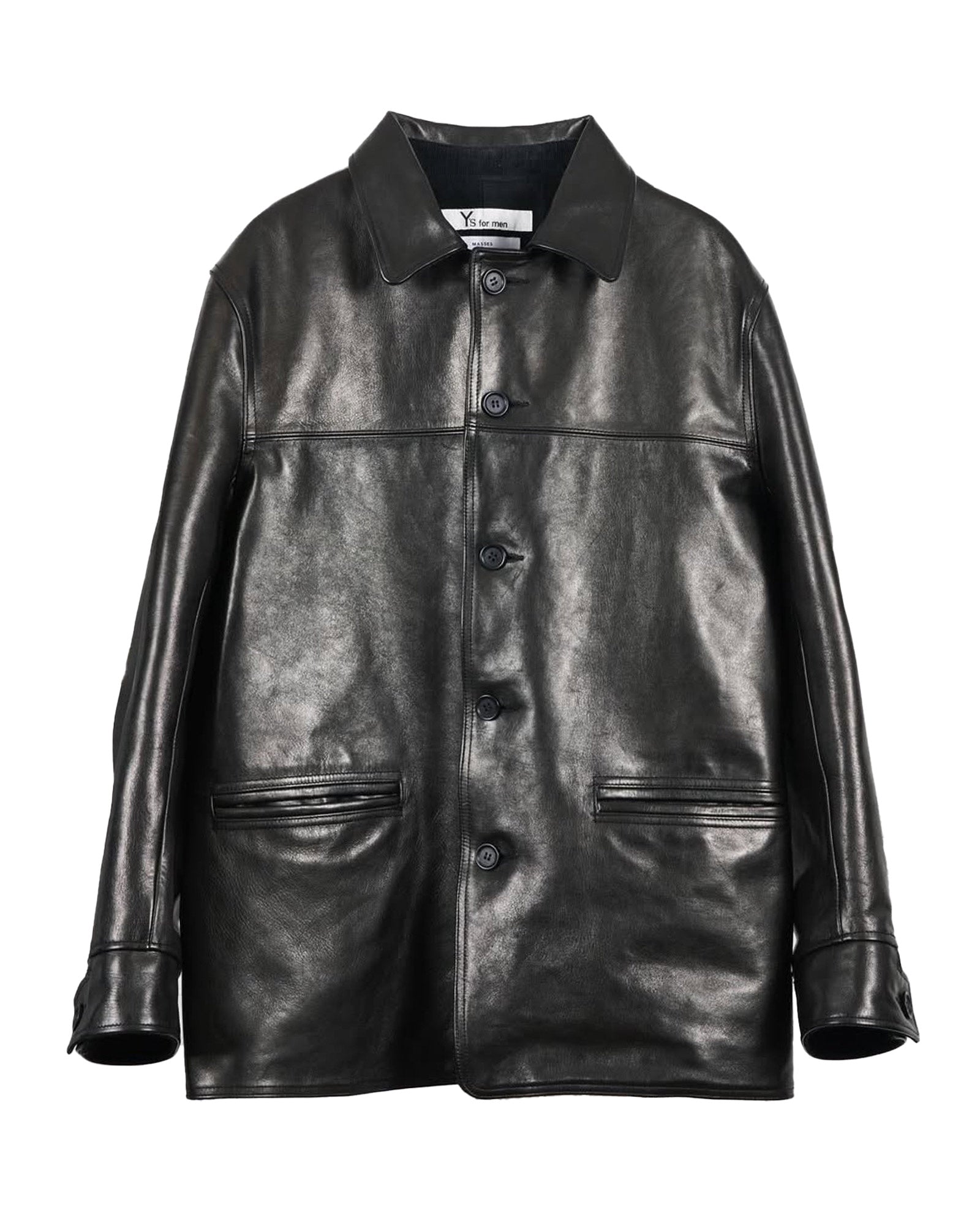 LEATHER CAR COAT Ys / BLACK / Y's for men × MASSES