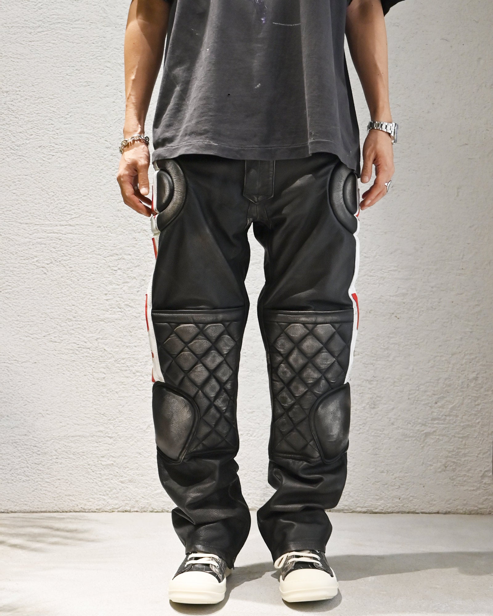 ©SAINT M××××××・セントマイケル - パンツ LEATHER PANTS/RACER / BLACK