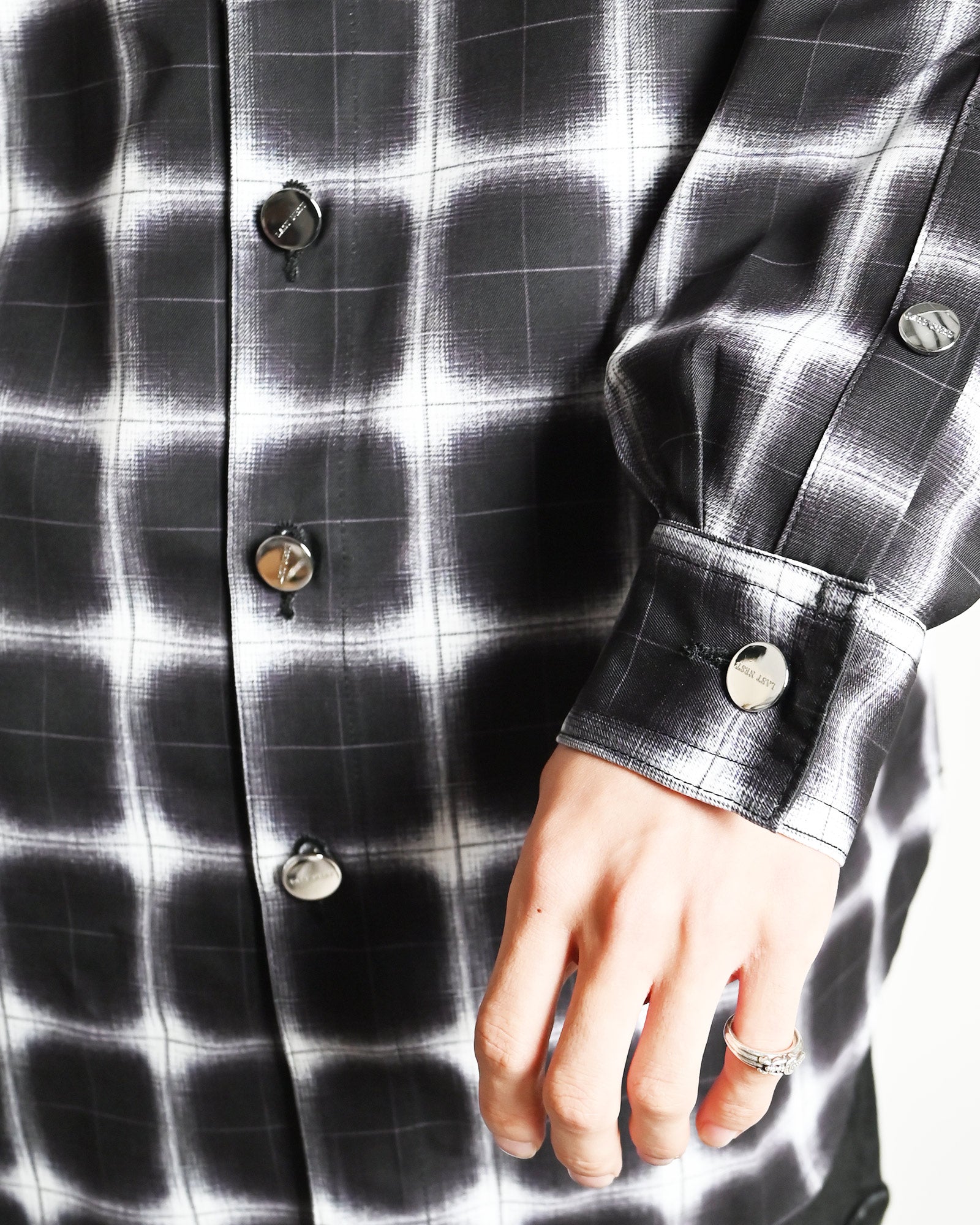 LAST NEST・last nest -  PRINTED FLANNEL SHIRTS / BLACK