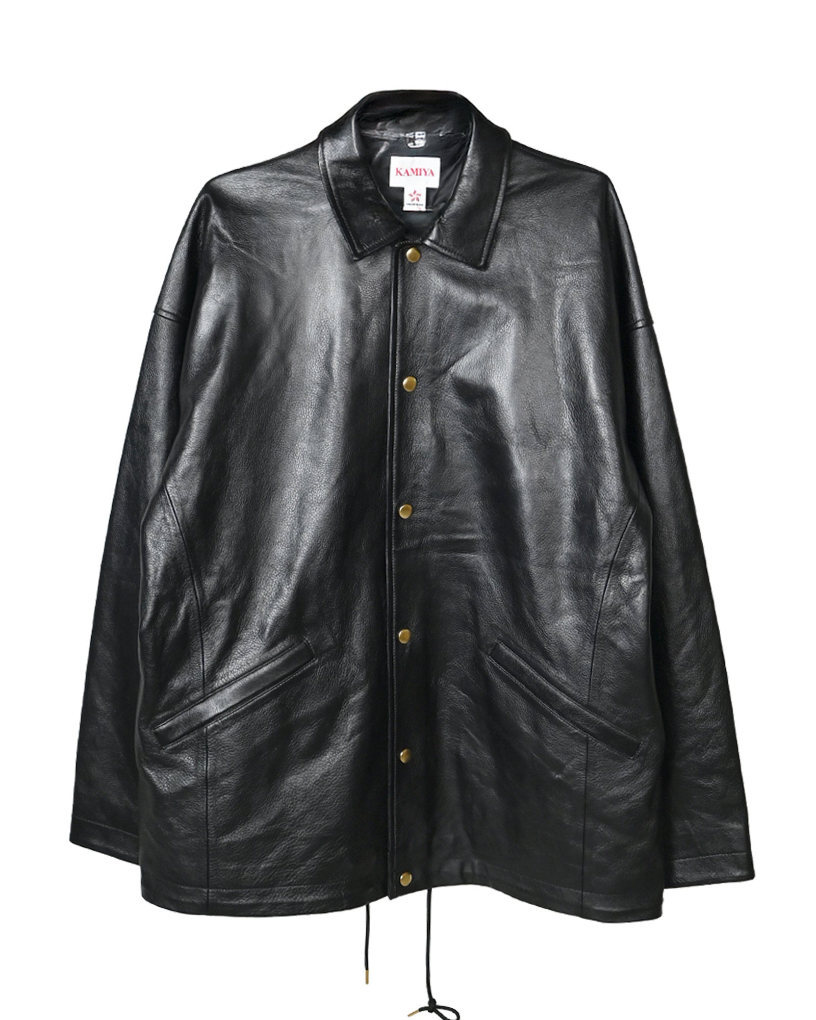 LEATHER COACH JACKET / BLACK