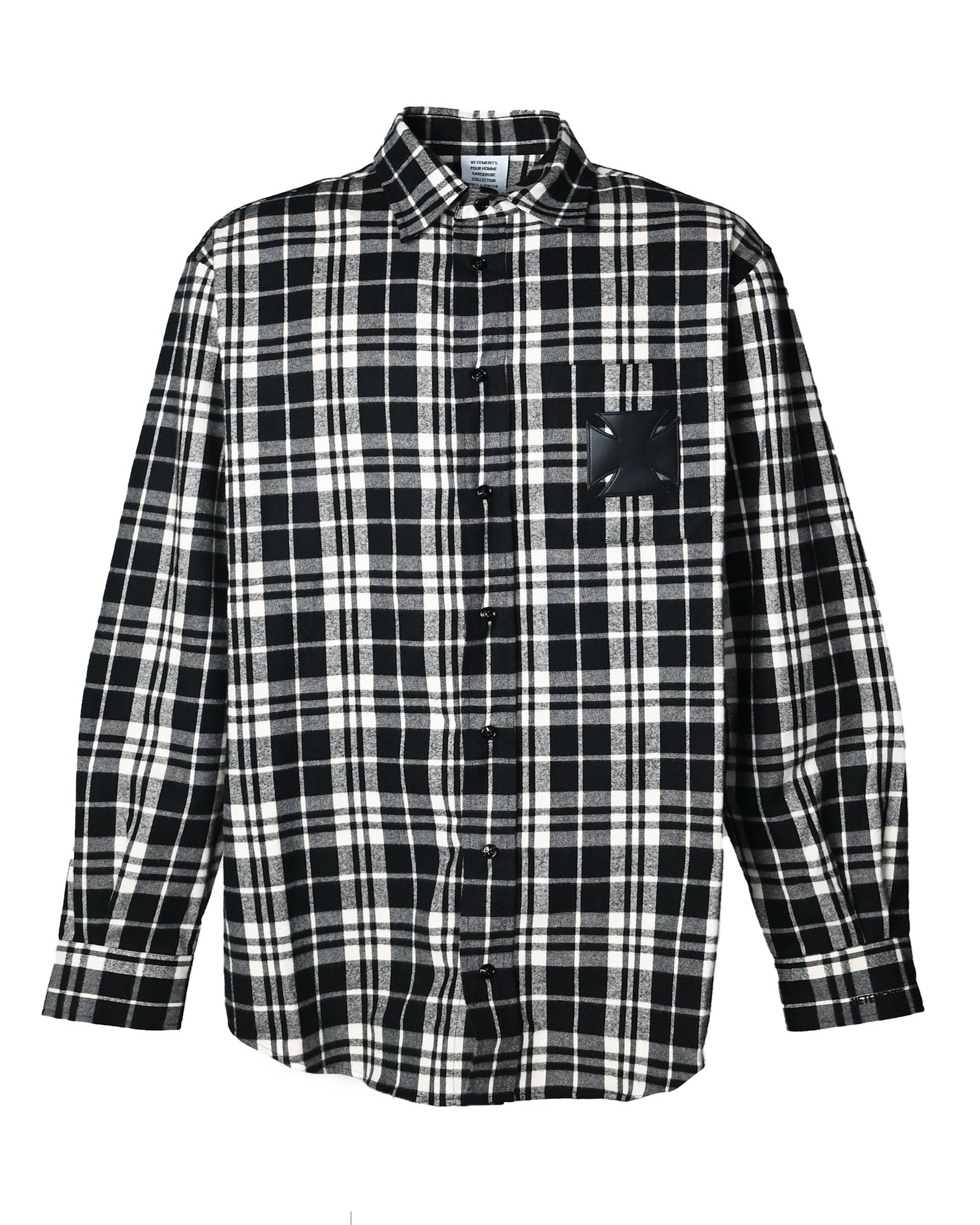 VETEMENTS (ヴェトモン) SS26 チェックシャツ LEATHER CROSS FLANNEL
