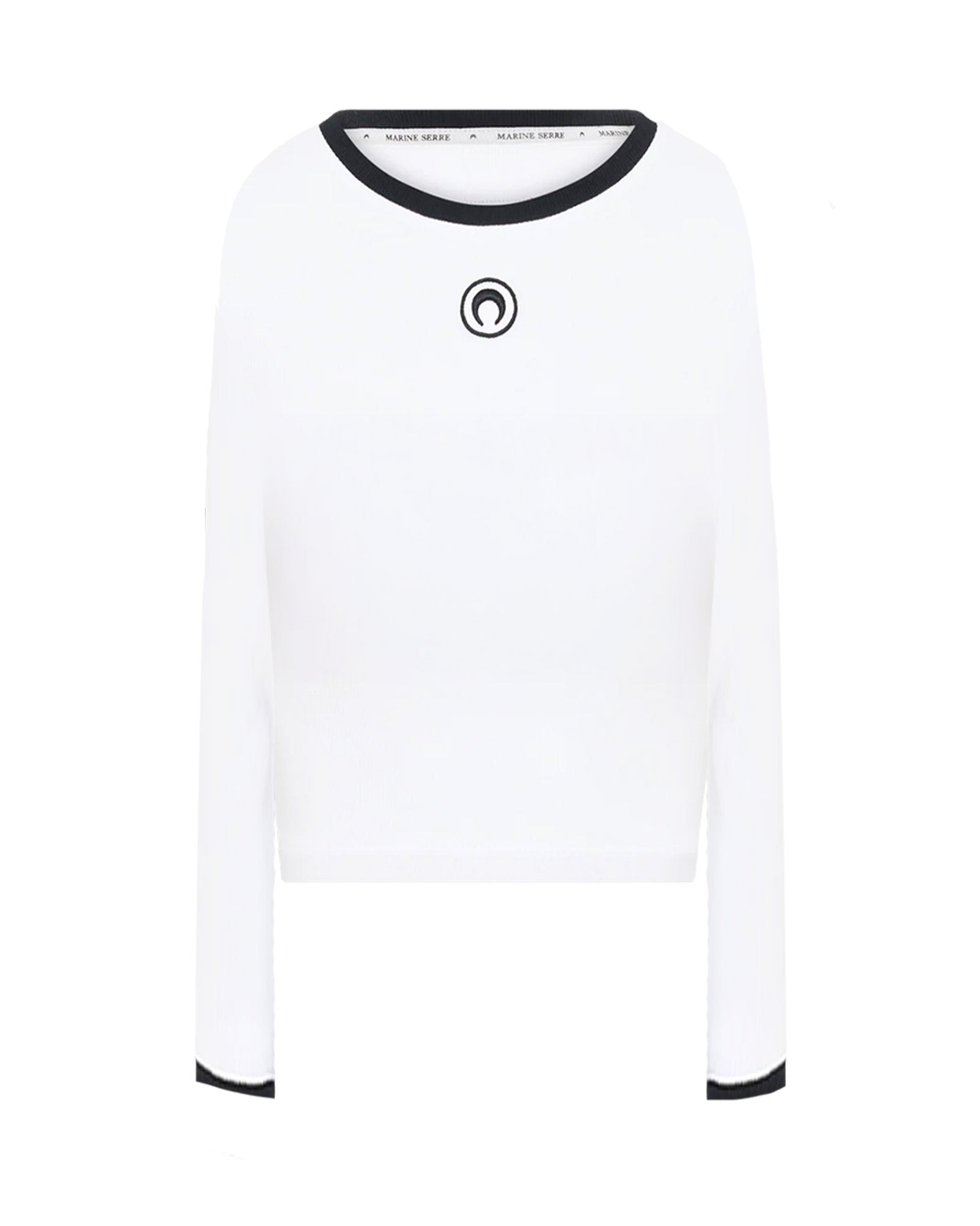 Marine Serre・マリーン・セル - L/S Tシャツ MOON LOGO BICOLOR JERSEY LS T-SHIRT / WHITE/BLACK