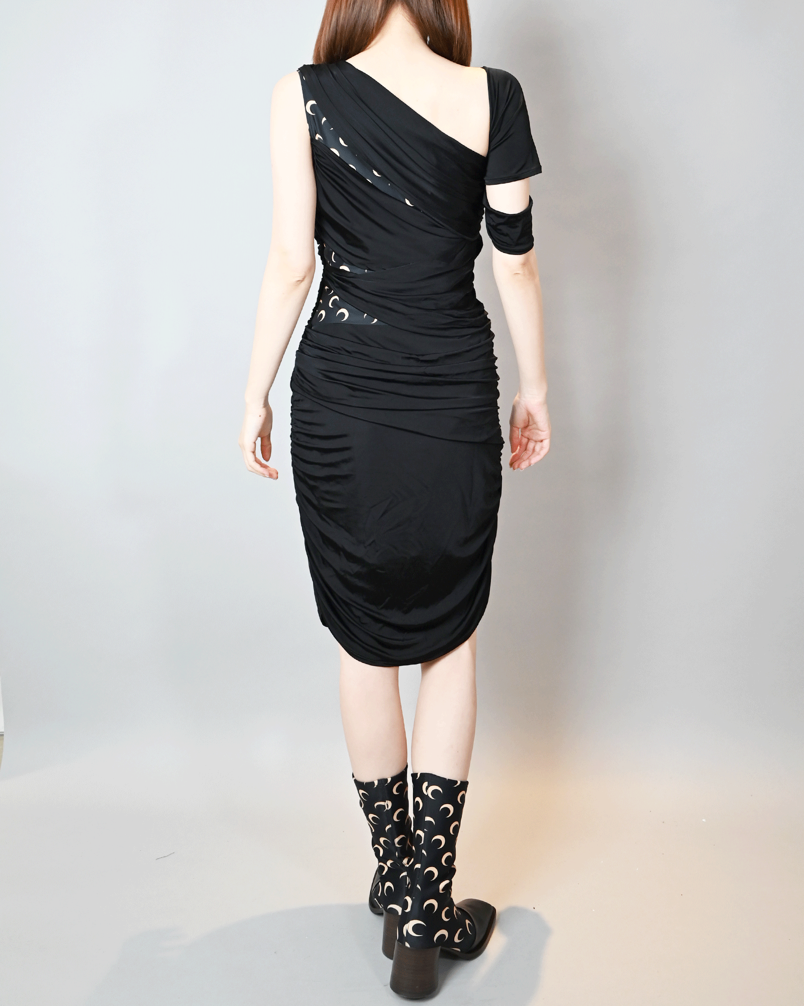 Marine Serre・マリーン・セル - スカート・ワンピース JERSEY BODY SHELTER DRAPED DRESS / BLACK