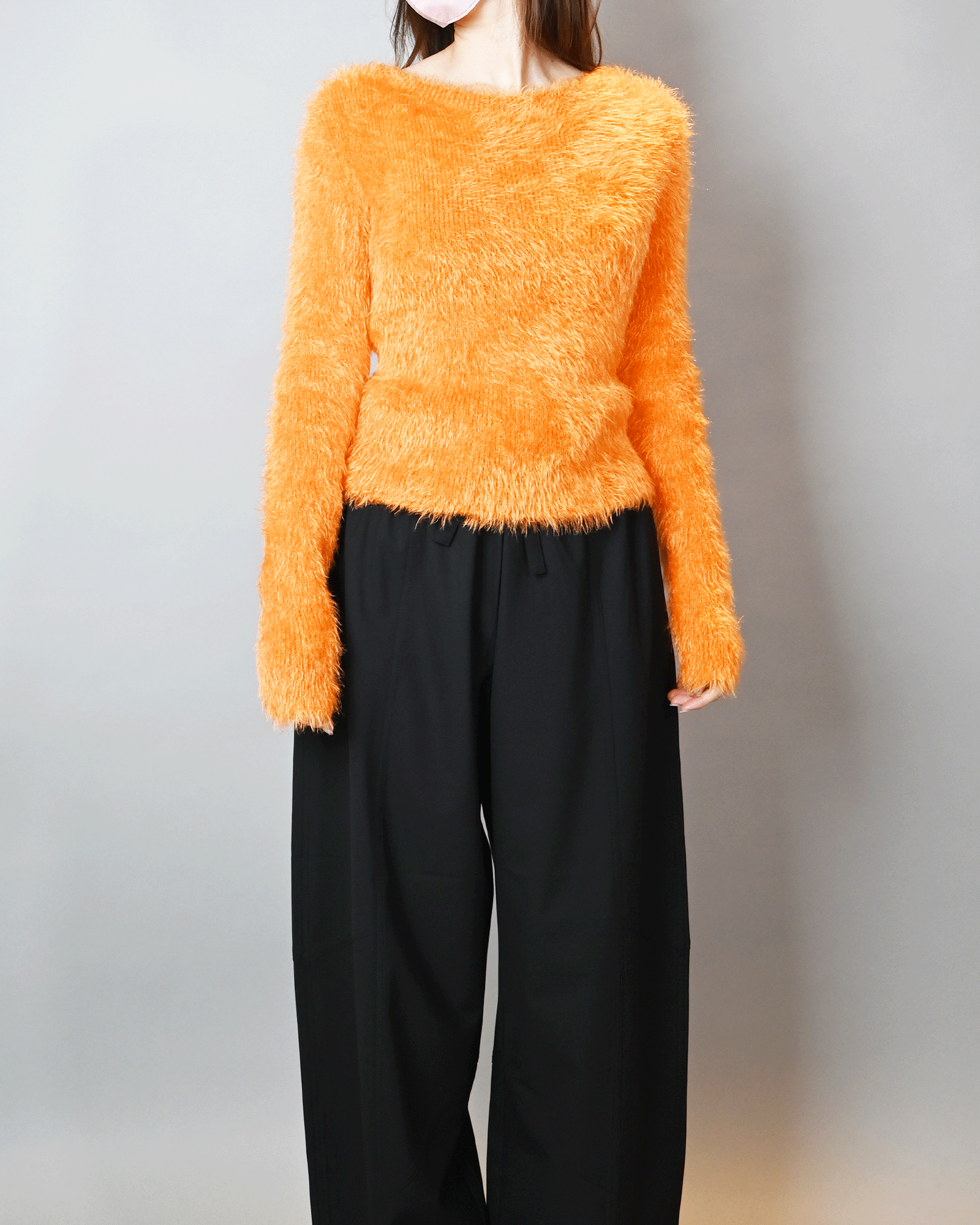 Marine Serre・マリーン・セル - ニット・セーター PUFFY KNIT CROPPED PULLOVER / ORANGE