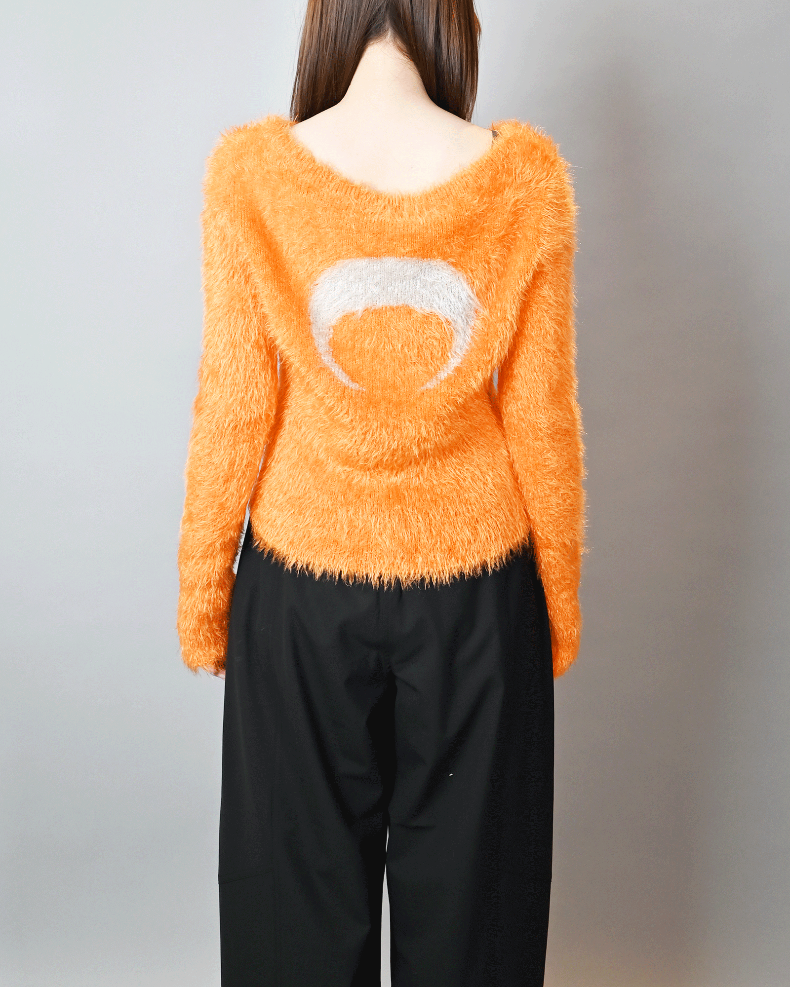 Marine Serre・マリーン・セル - ニット・セーター PUFFY KNIT CROPPED PULLOVER / ORANGE