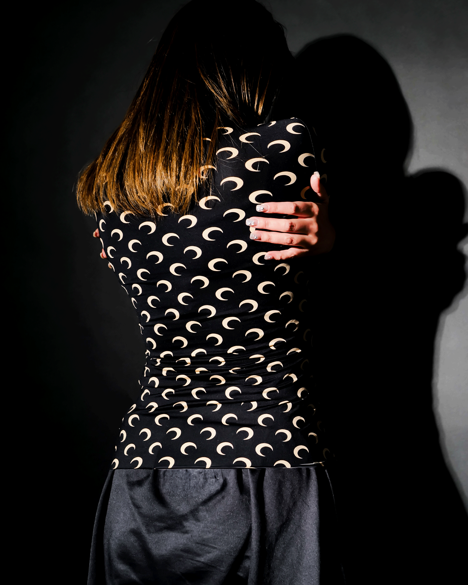 Marine Serre・marine cell -  RECYCLED MOON JERSEY SS CREWNECK TOP / BLACK