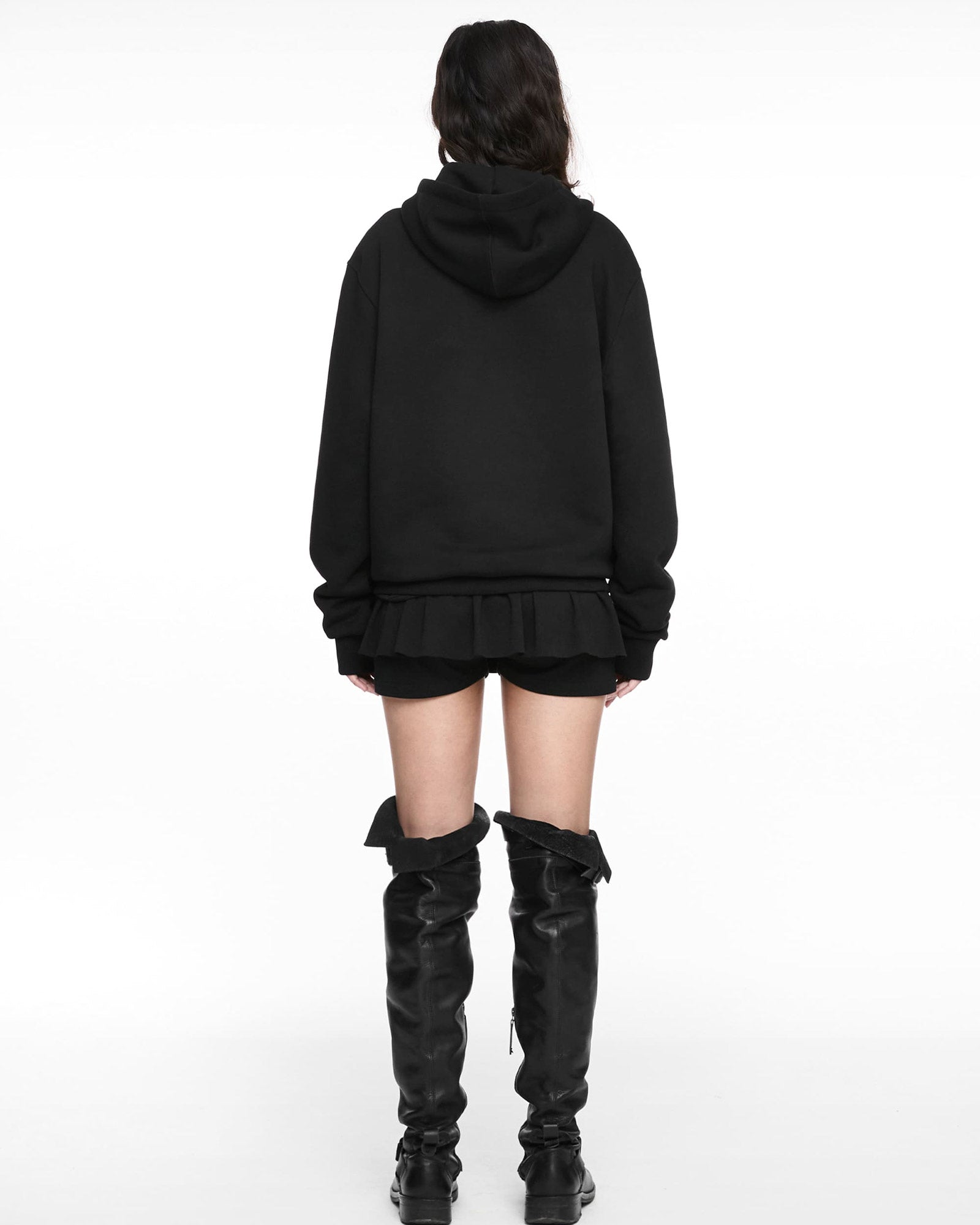 NACHE・Nache -  RUFFLE HOODIE ZIP-UP / BLACK