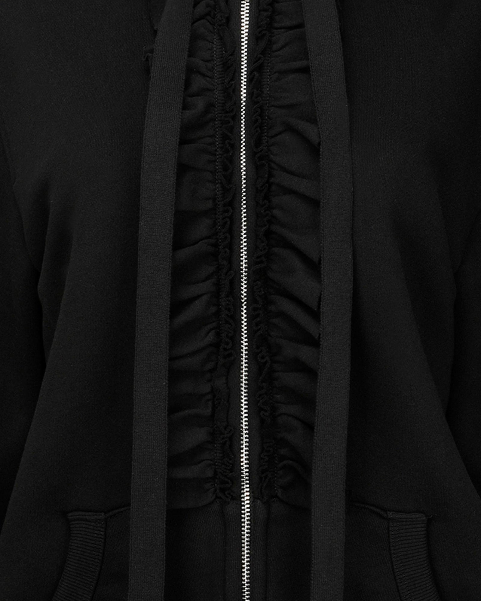 NACHE・Nache -  RUFFLE HOODIE ZIP-UP / BLACK