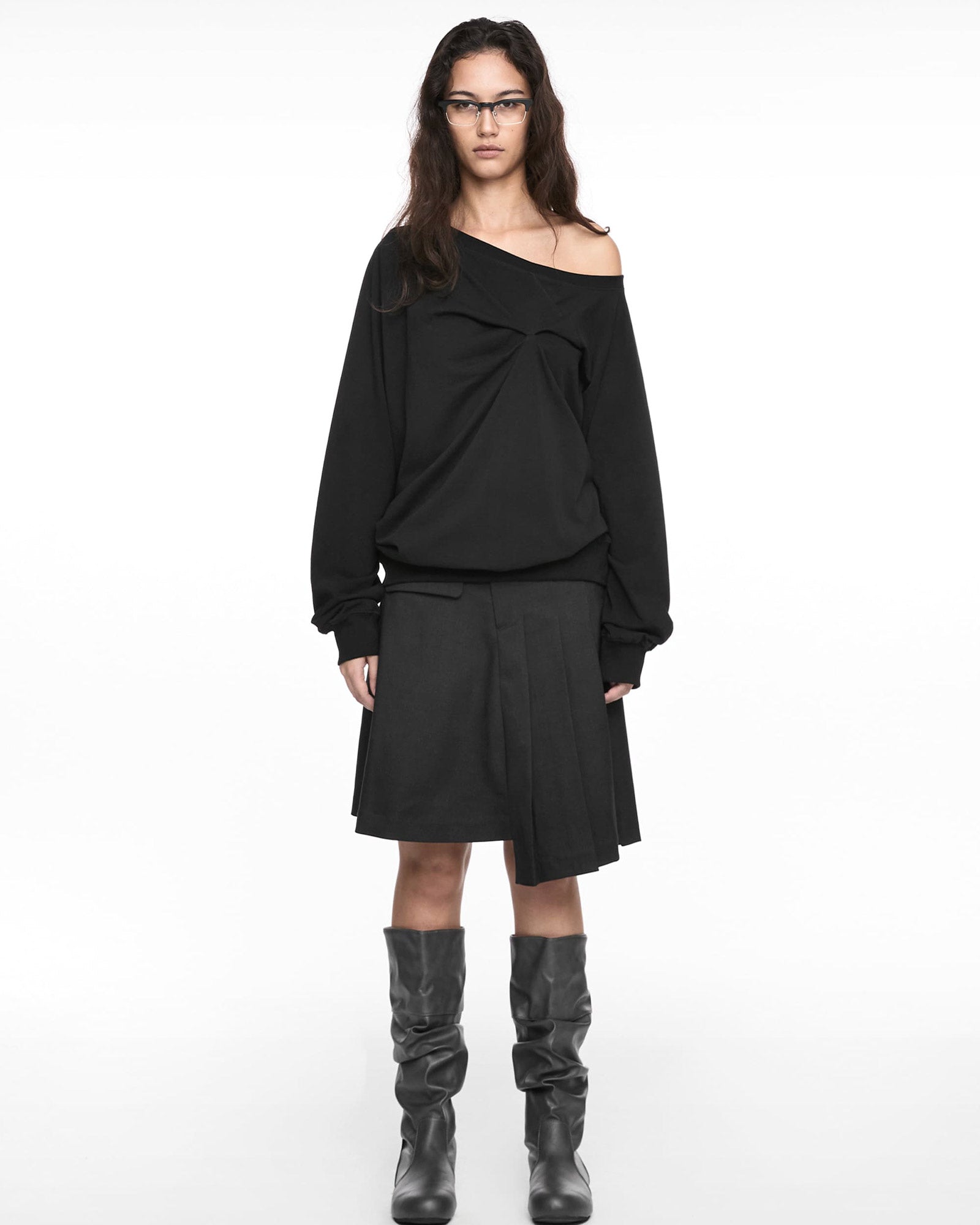 NACHE・ナチェ - L/S Tシャツ PINCHED LONG SLEEVE / BLACK