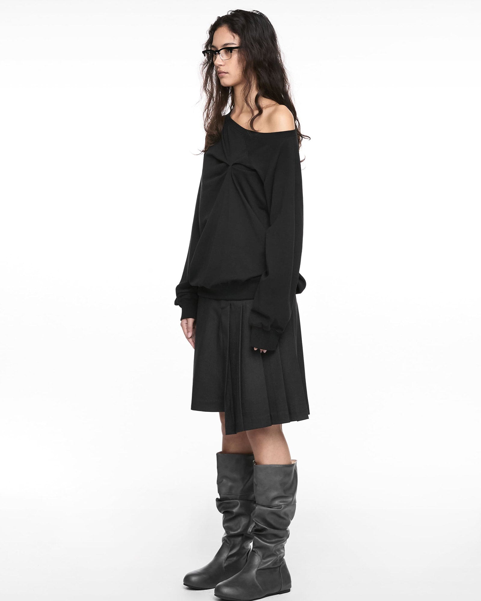 NACHE・ナチェ - L/S Tシャツ PINCHED LONG SLEEVE / BLACK