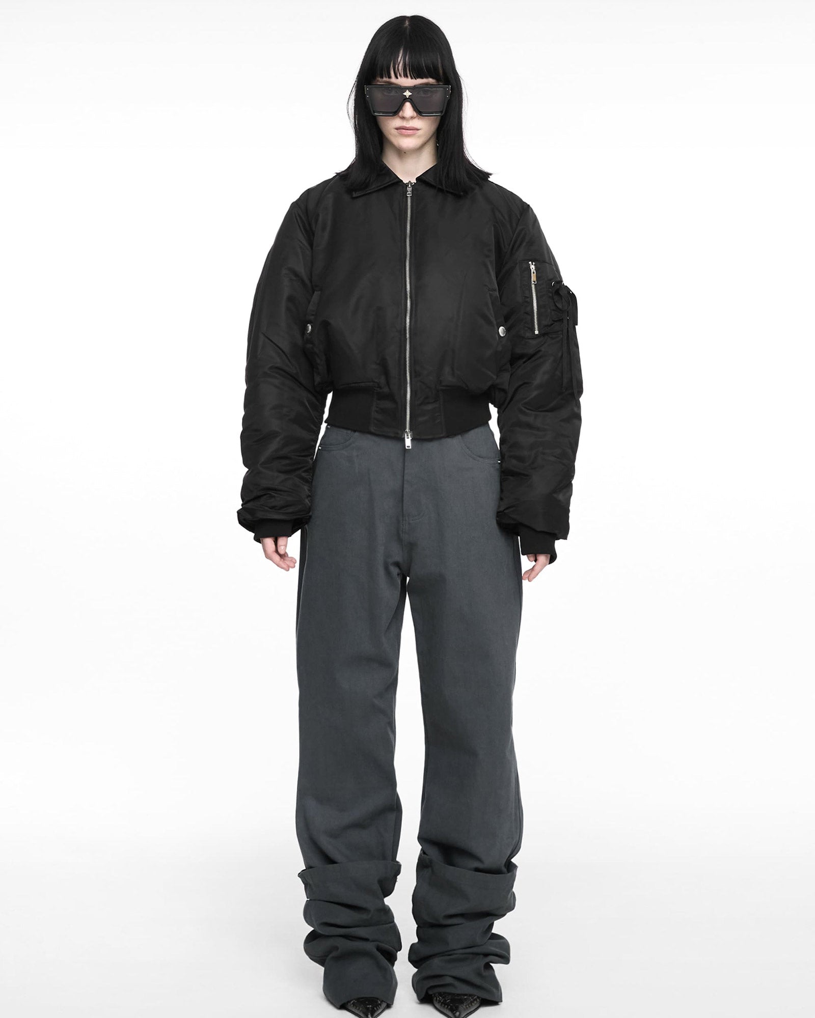 NACHE・Nache -  CROPPED BOMBER JACKET / BLACK