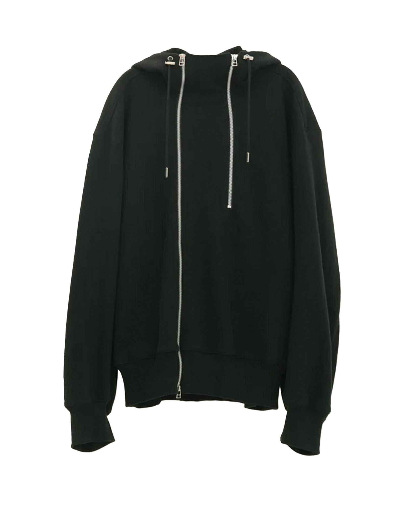 DOUBLE FRONT SWEAT HOODIE / BLACK
