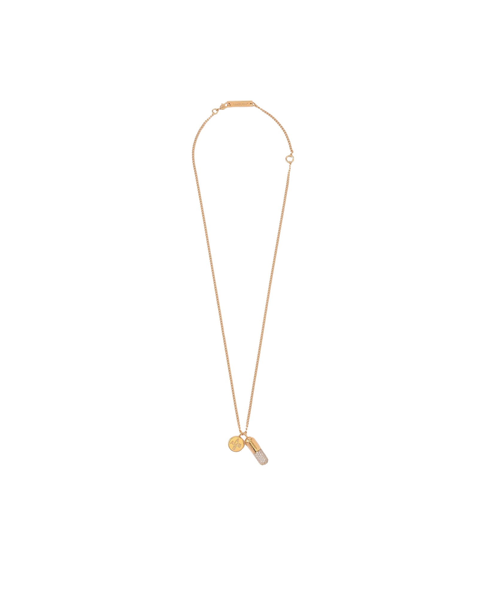 PAVE PILL CHARM NECKLACE / GOLD