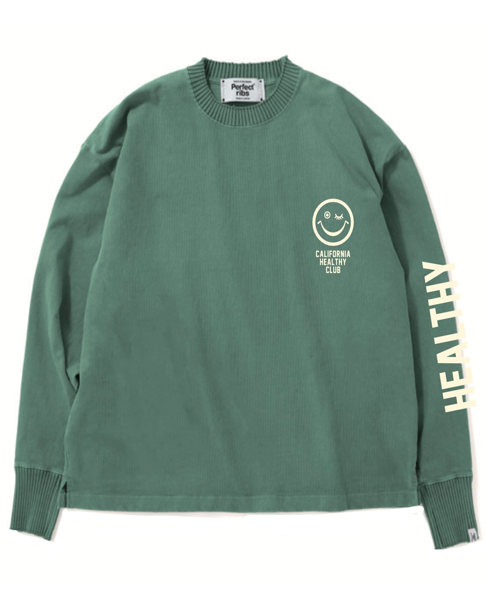 Perfectribs・パーフェクトリブズ - L/S Tシャツ 【CALIFORNIA HEALTHY CLUB】LONG SLEEVE T SHIRT / FADE GREEN