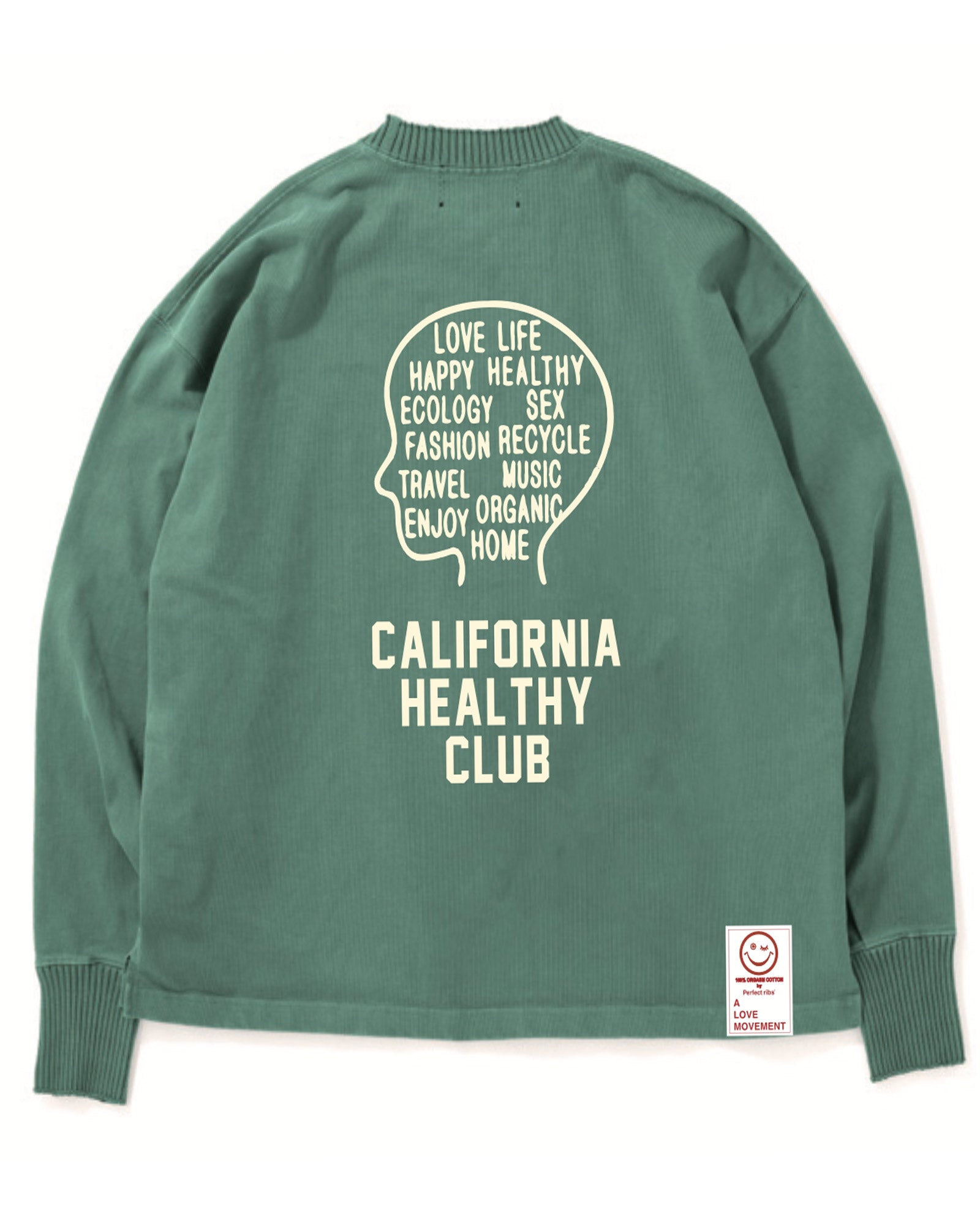 Perfectribs・パーフェクトリブズ - L/S Tシャツ 【CALIFORNIA HEALTHY CLUB】LONG SLEEVE T SHIRT / FADE GREEN