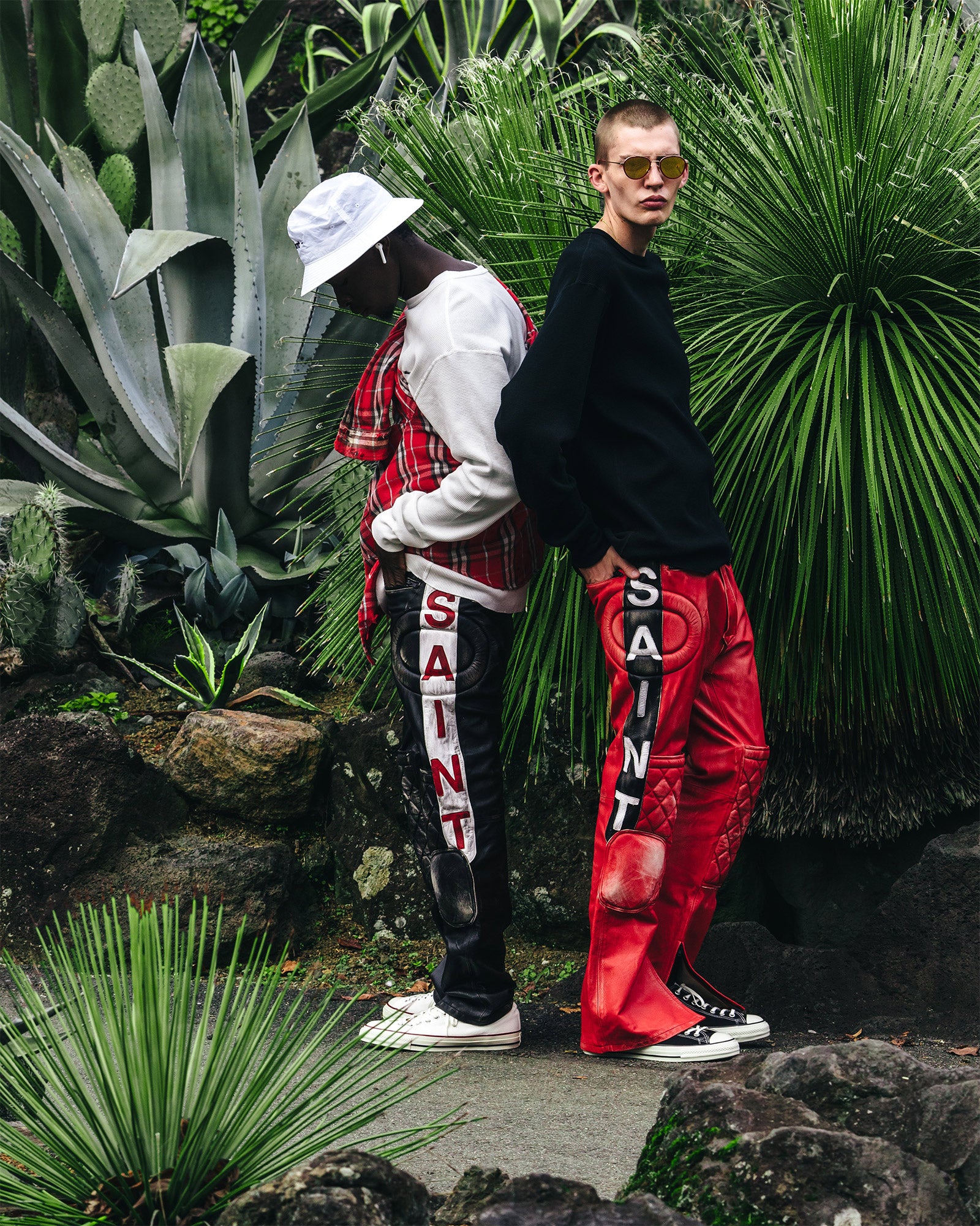 ©SAINT M××××××・セントマイケル - パンツ LEATHER PANTS/RACER / BLACK