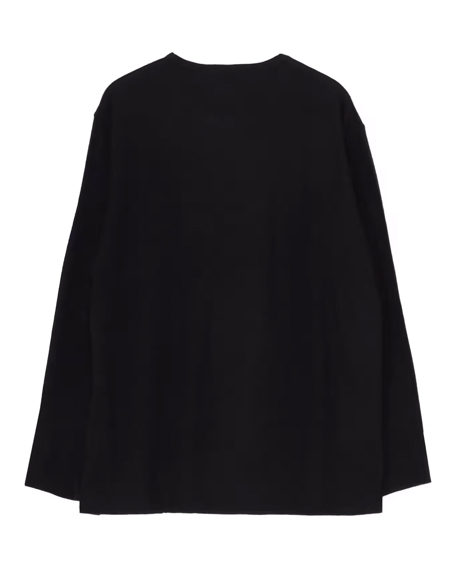 Yohji Yamamoto・Youji Yamamoto -  SUPER 120 WOOL SINGLE JERSEY ROUND NECK LS TEE  / BLACK